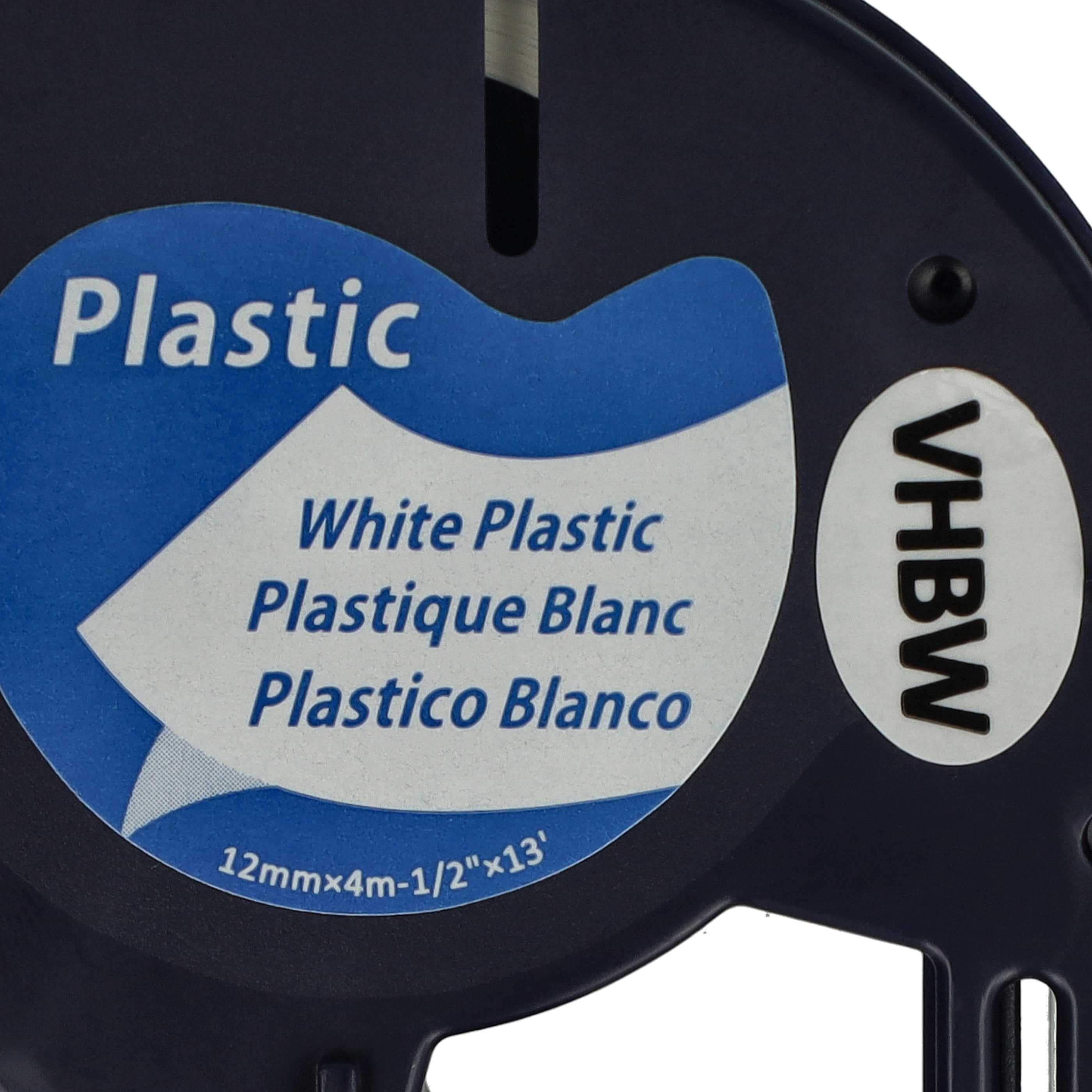 10x Label TapePlastic replaces Dymo S0721660, 91221 - 12 mm Black to White