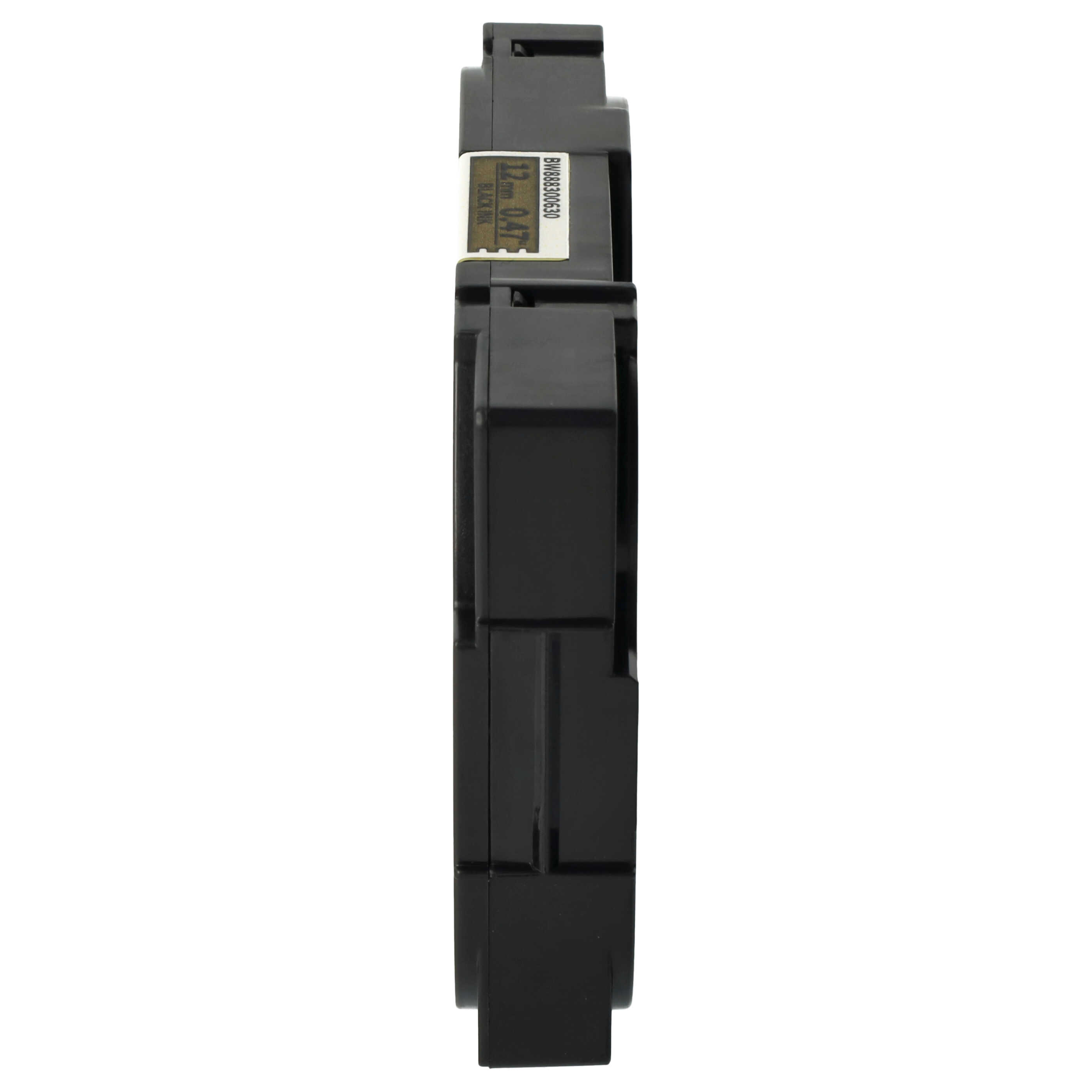 Label Tape replaces Brother TZE-MQ831 - 12 mm Black to Matt-Gold