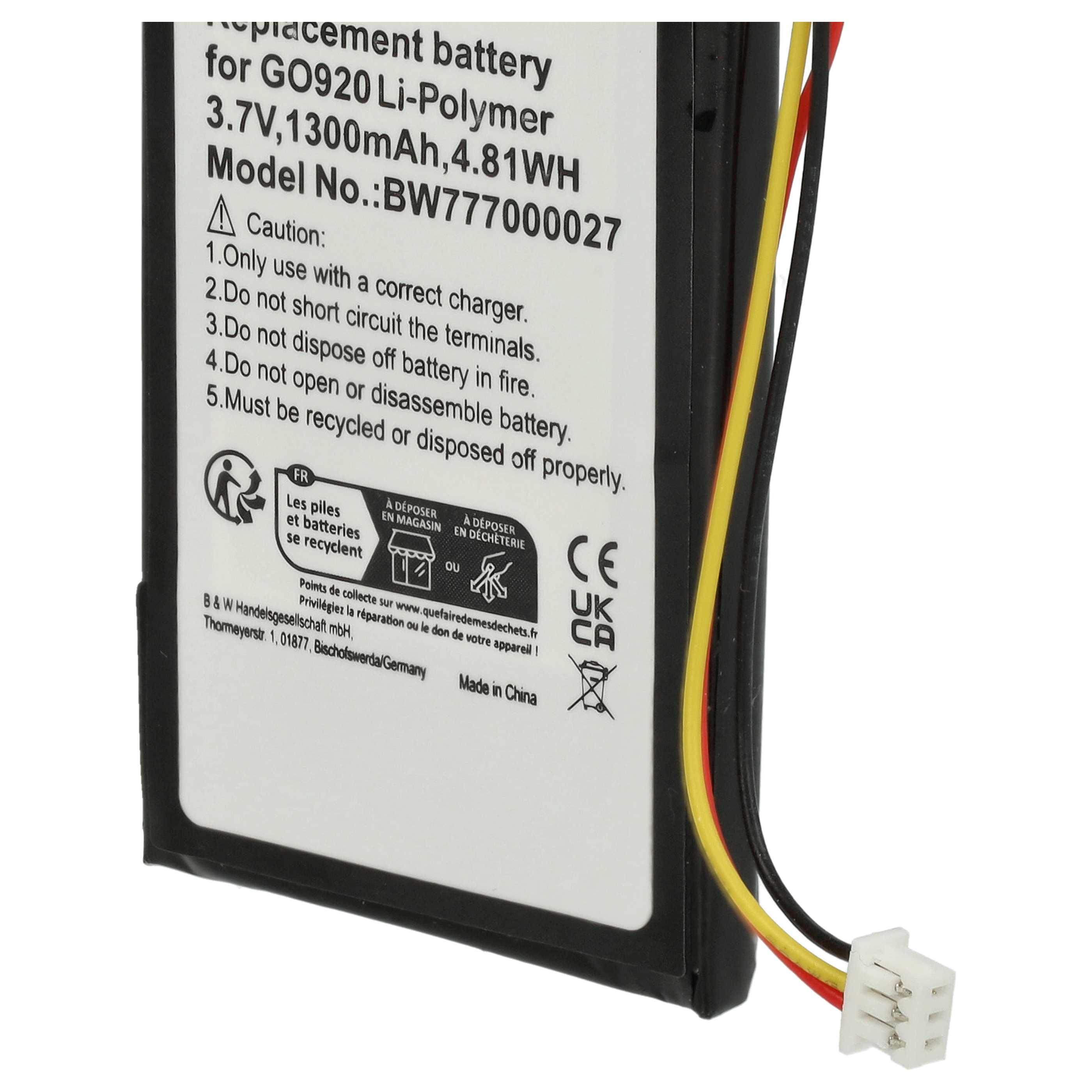Akumulator do nawigacji GPS TomTom - 1300 mAh 3,7 V LiPo