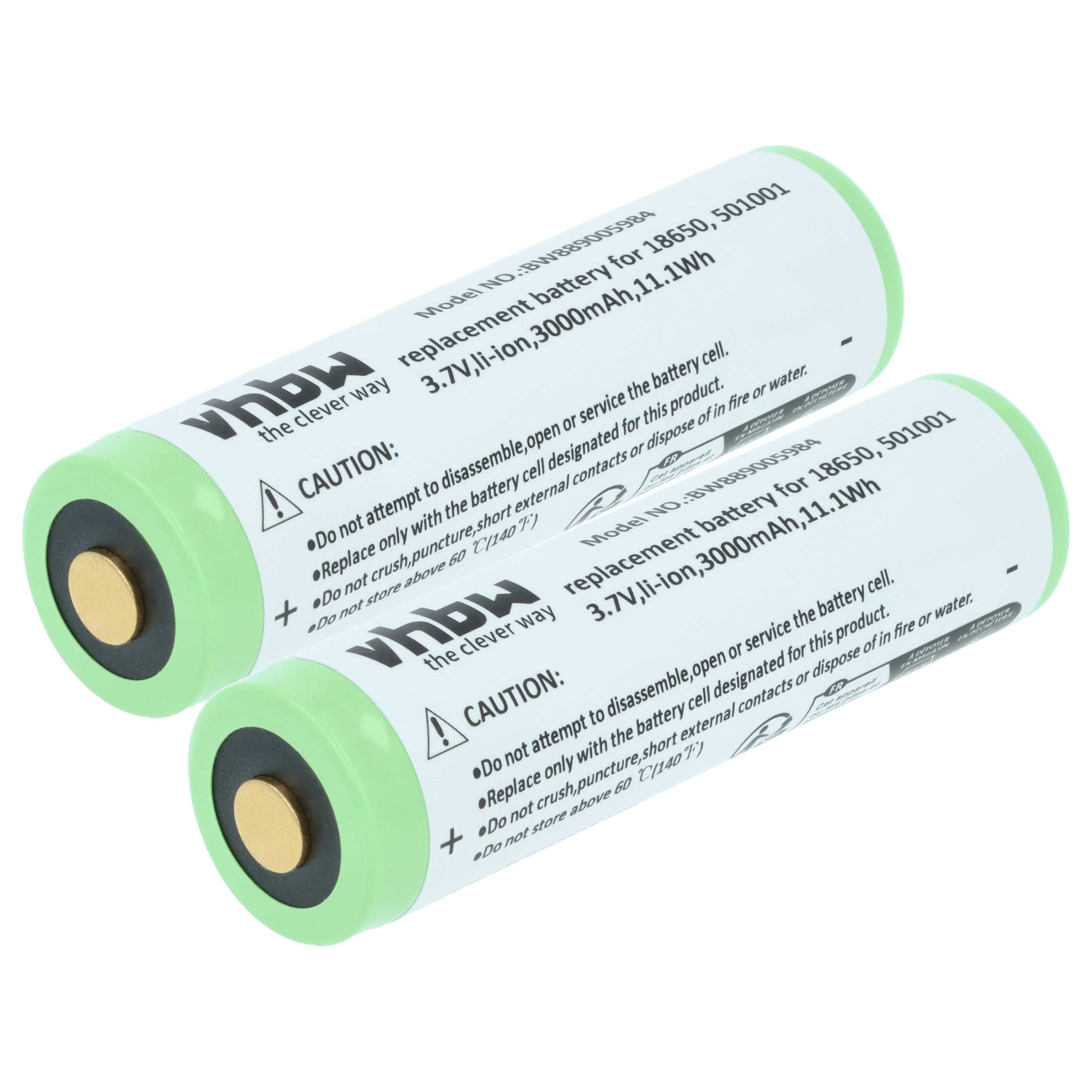 Torch - 2x Battery replaces Ledlenser 501001 - 3 Ah 3.7 V Li-Ion