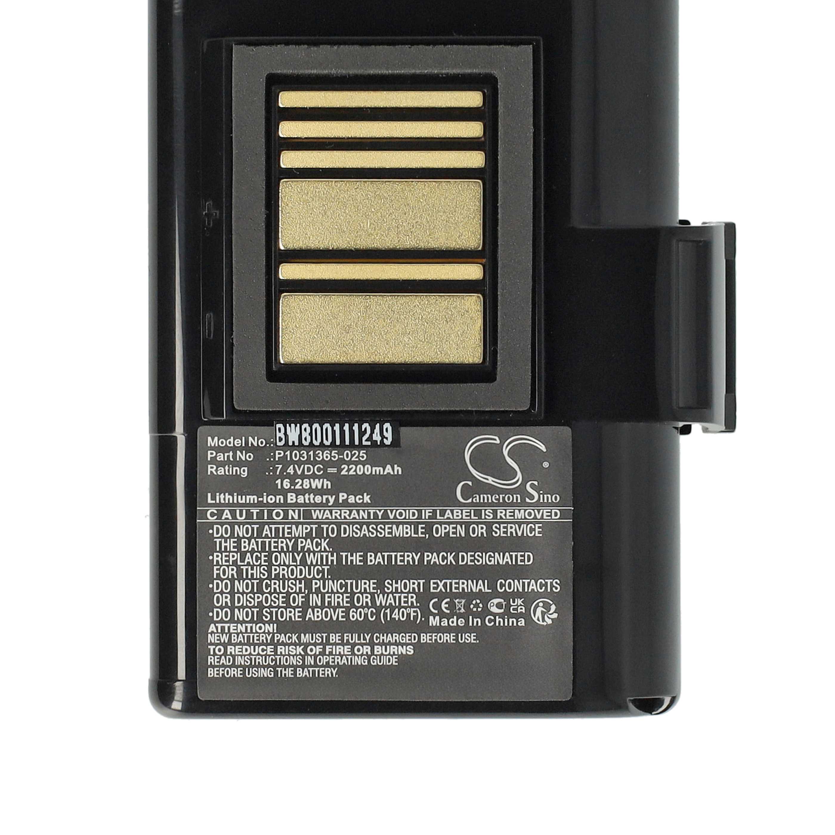 Printer 5x Battery replaces Zebra AT16004, BTRY-MPP-34MA1-01, BTRY-MPP-34MAHC1-01 - 2200 mAh 7.4 V Li-Ion