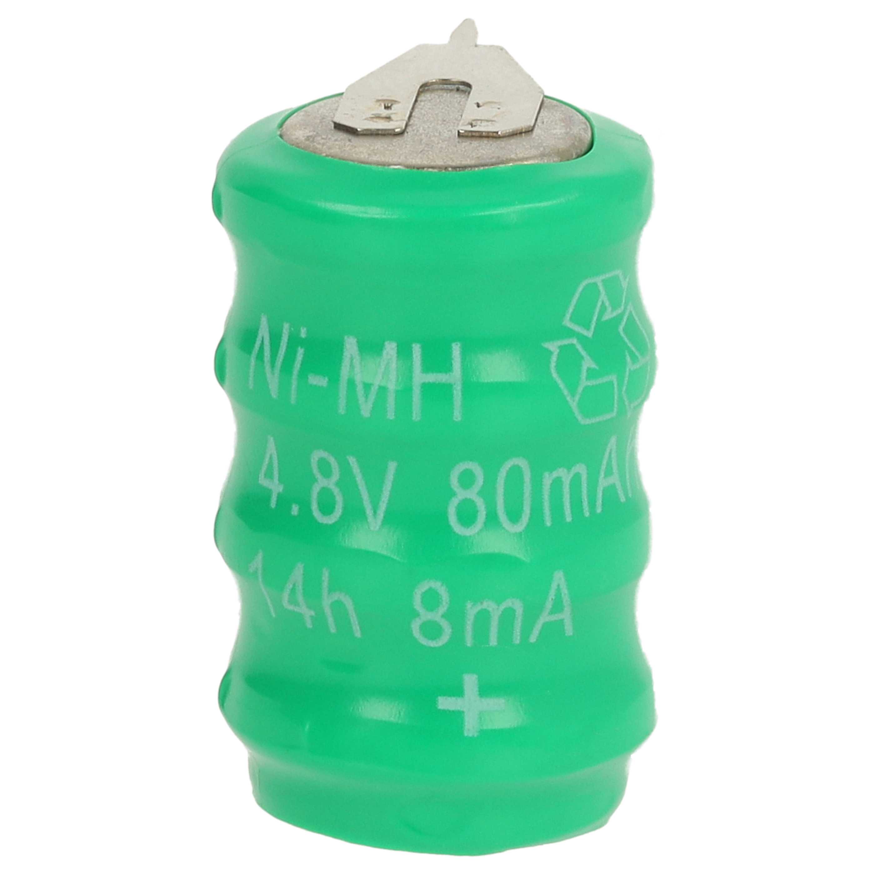 5x Button Cell Battery Type V80H 2 Pins for Model Building Solar Lamps etc. - 80 mAh 4.8 V NiMH