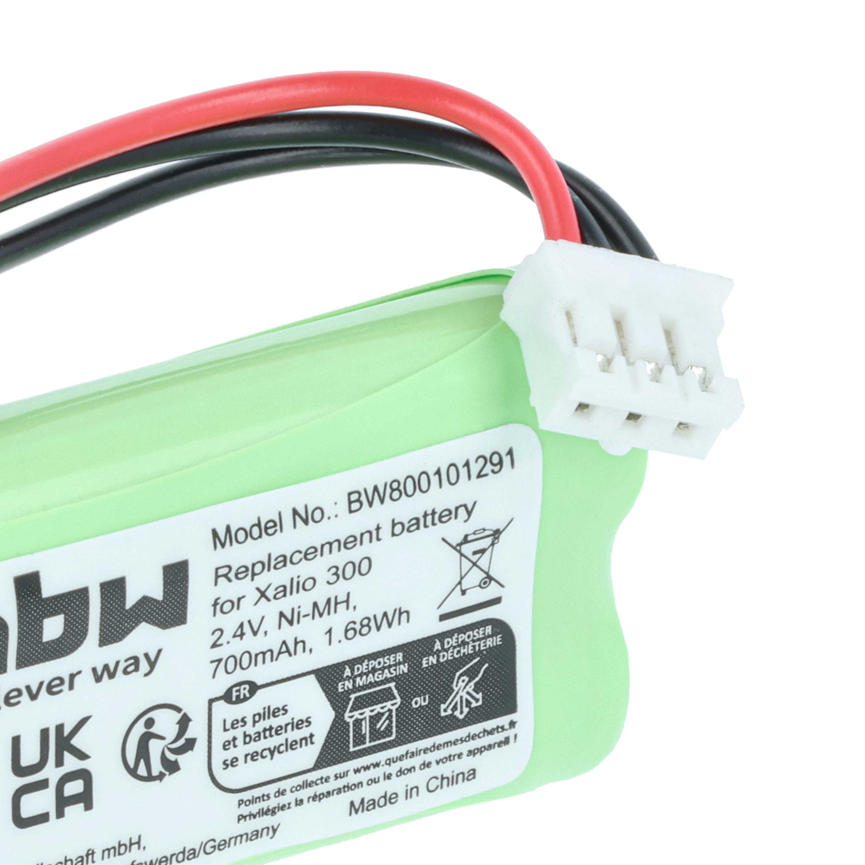 Batterie remplace Philips 60AAAH2BMX, 2HR-AAAU, H-AAA500X2 pour téléphone Philips - 700mAh 2,4V NiMH