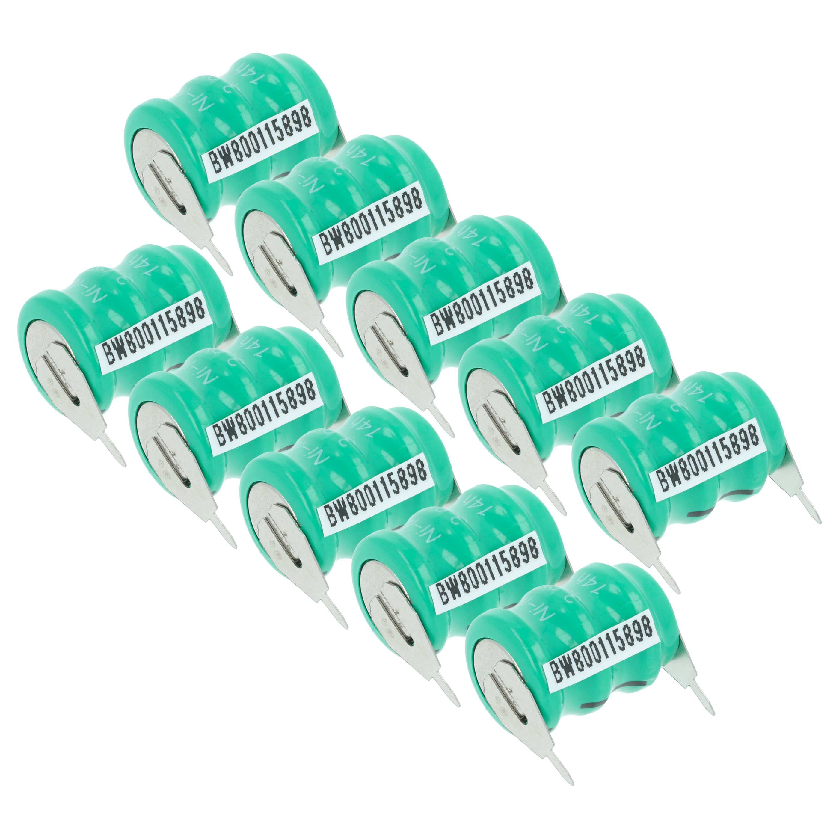 10x Button Cell Battery Type V40H 2 Pins for Model Building Solar Lamps etc. - 40 mAh 3.6 V NiMH