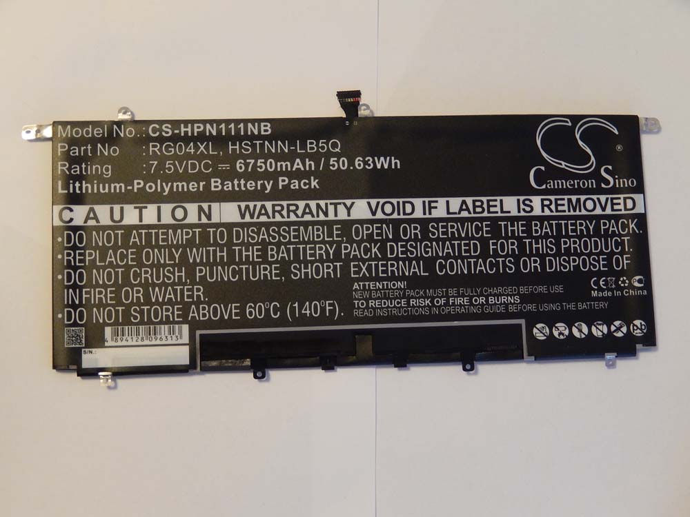 Batterie remplace HP 734746-221, 734746-421 pour ordinateur portable - 6750mAh 7,5V Li-polymère, noir