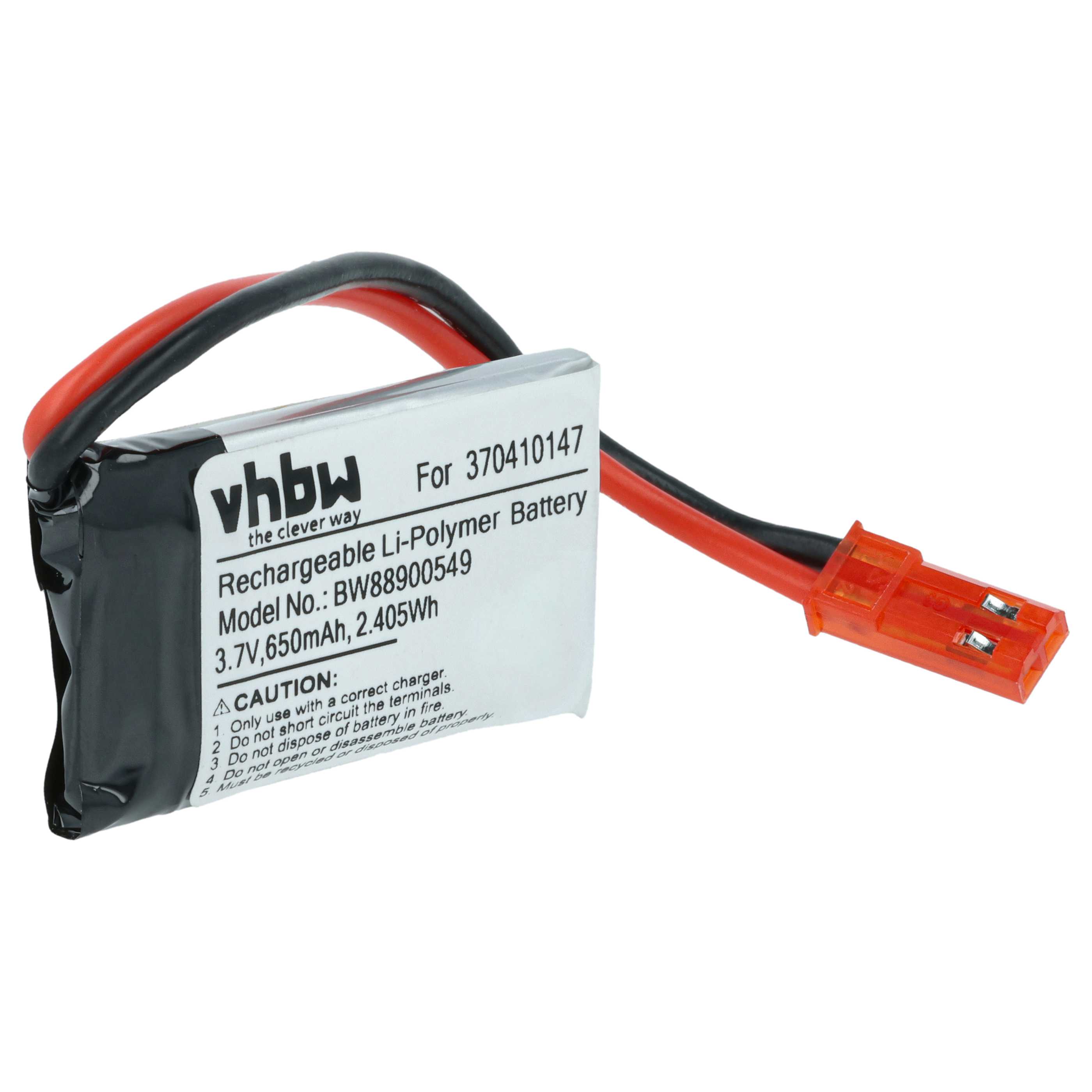 Batterie remplace Carrera 370410147 modèle radio-télécommandé - 650mAh 3,7V Li-polymère, JST BEC