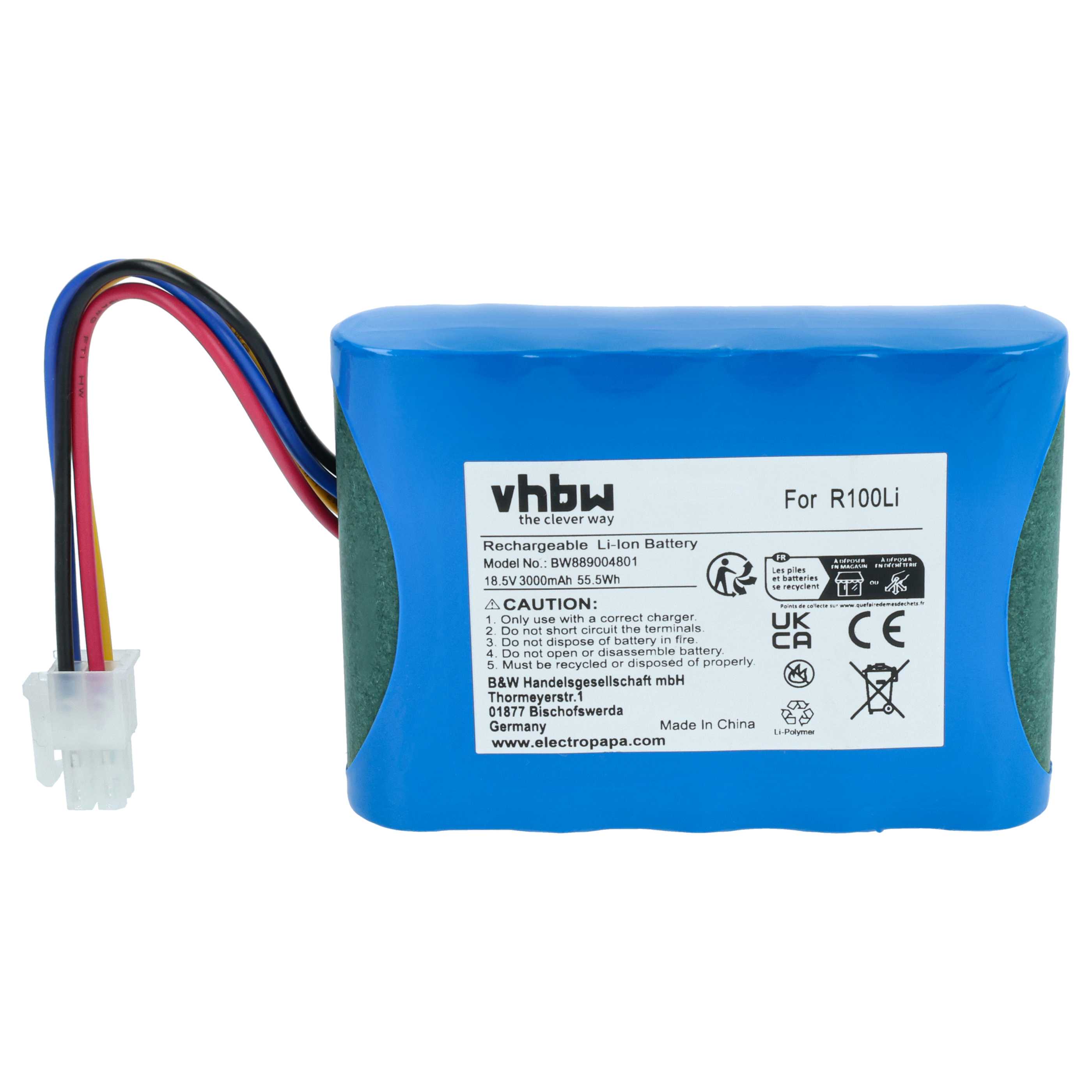 Battery Replacement for Husqvarna 584 82 28-01, 584 85 28-01, 584 82 28-02 - 3 Ah 18.5 V Li-Ion, blue