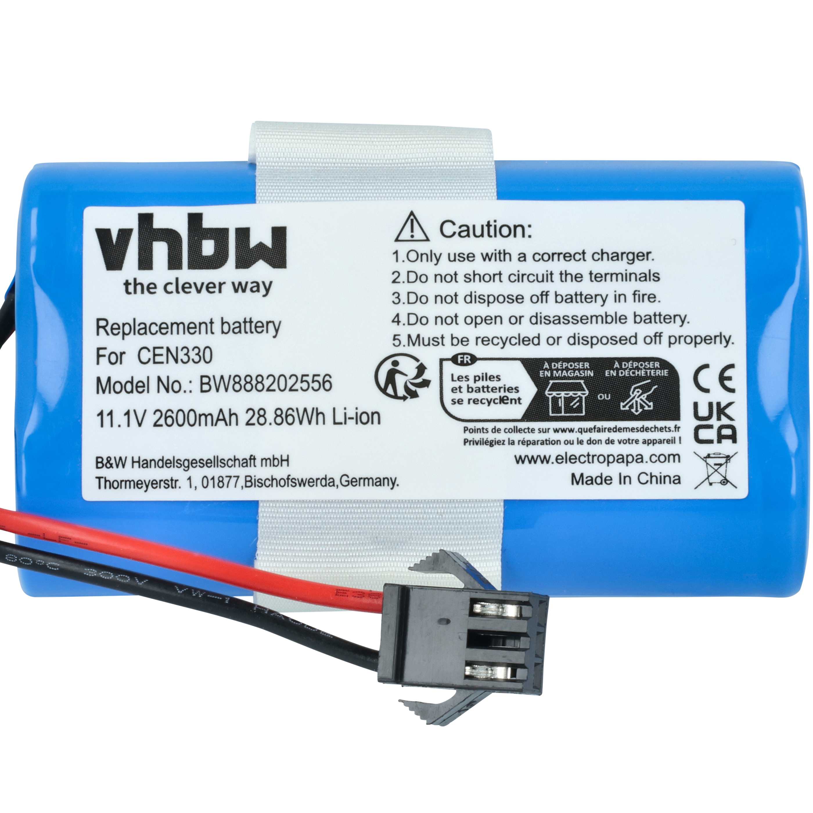 Battery replaces Cecotec CONG0001 for Cecotec 2600mAh, 10.8V, Li-Ion