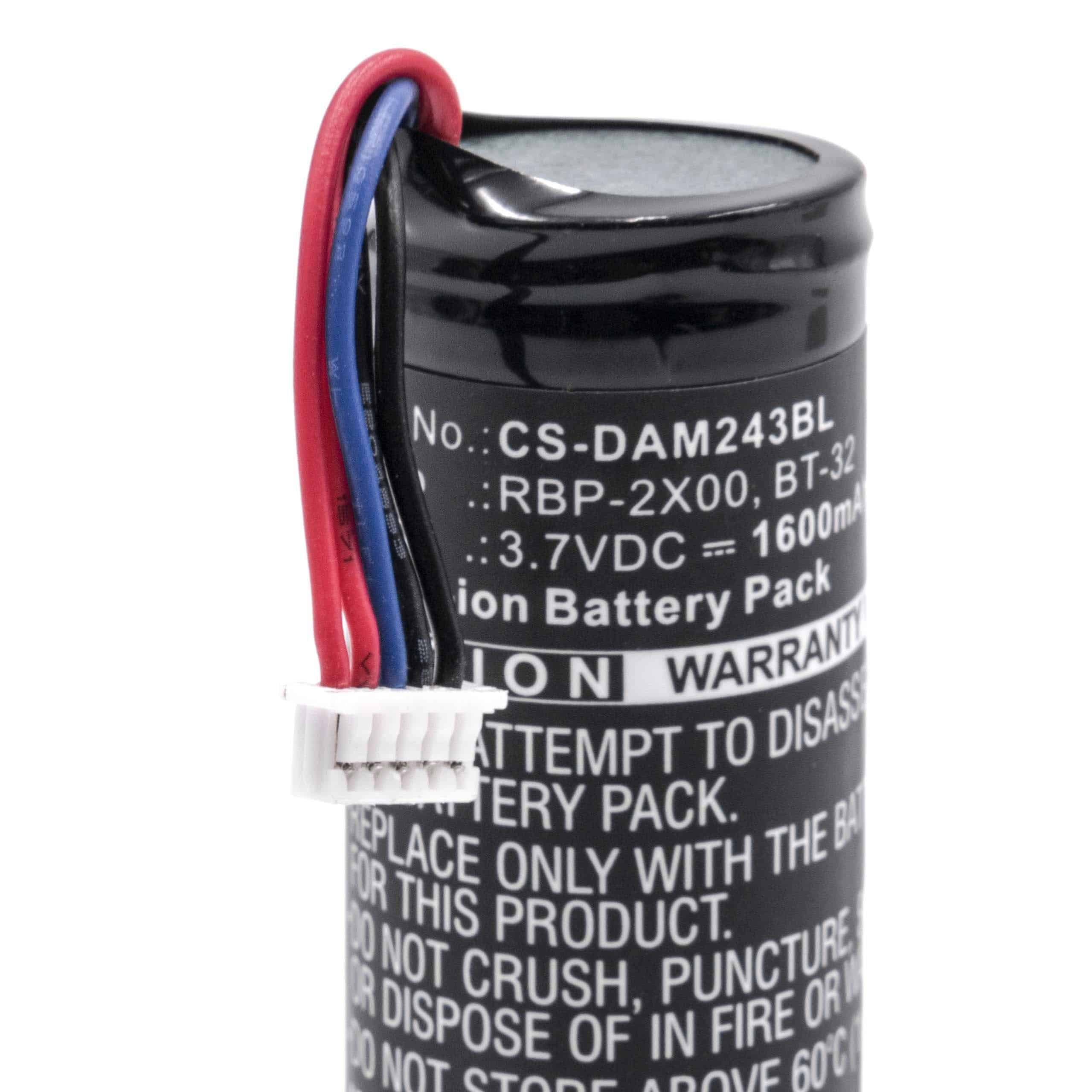 Batterie remplace Datalogic BT-32, 128003203, RBP-2X00 pour scanner de code-barre - 1600mAh 3,7V Li-ion