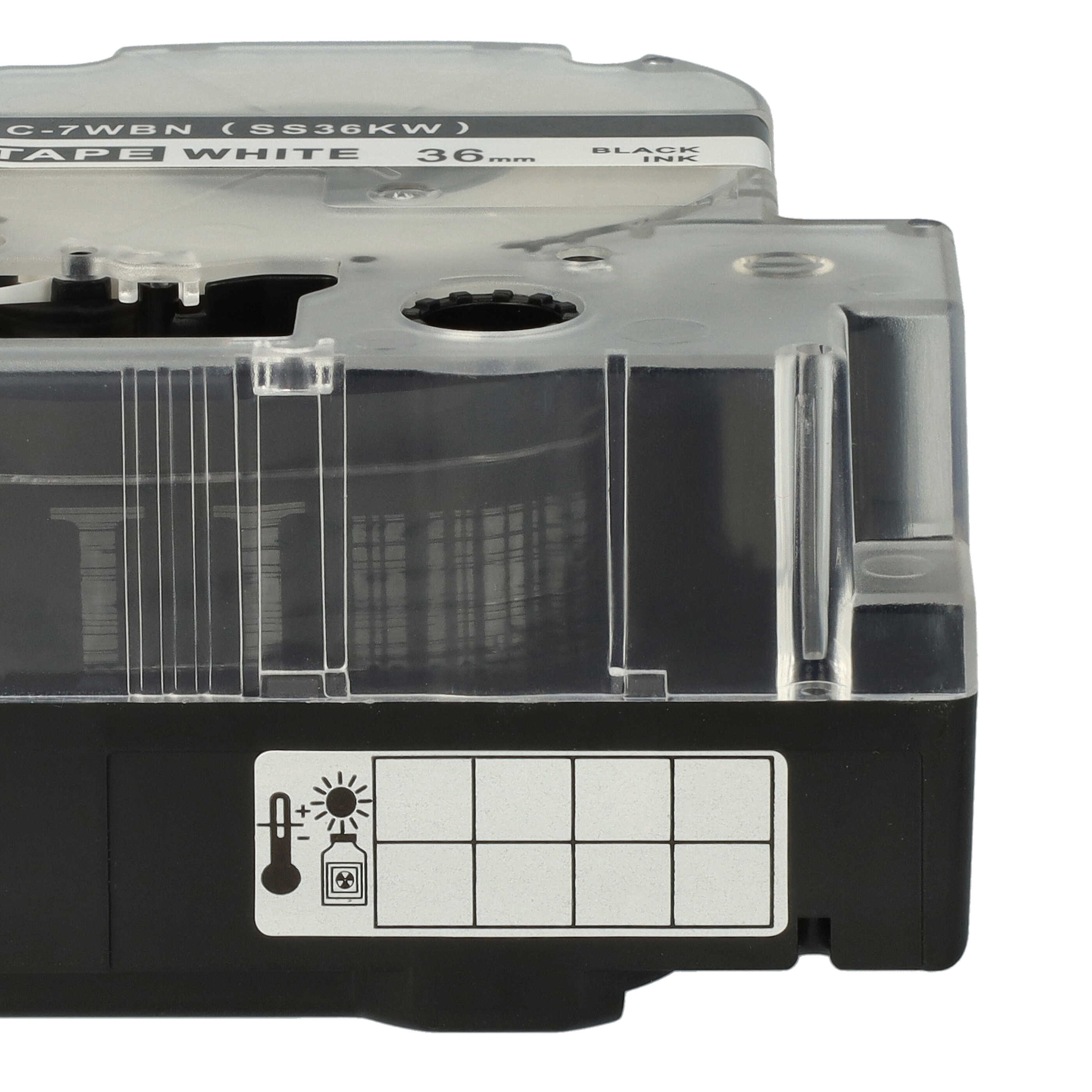 50x Label Tape replaces Epson LC-7WBN - 36 mm Black to White