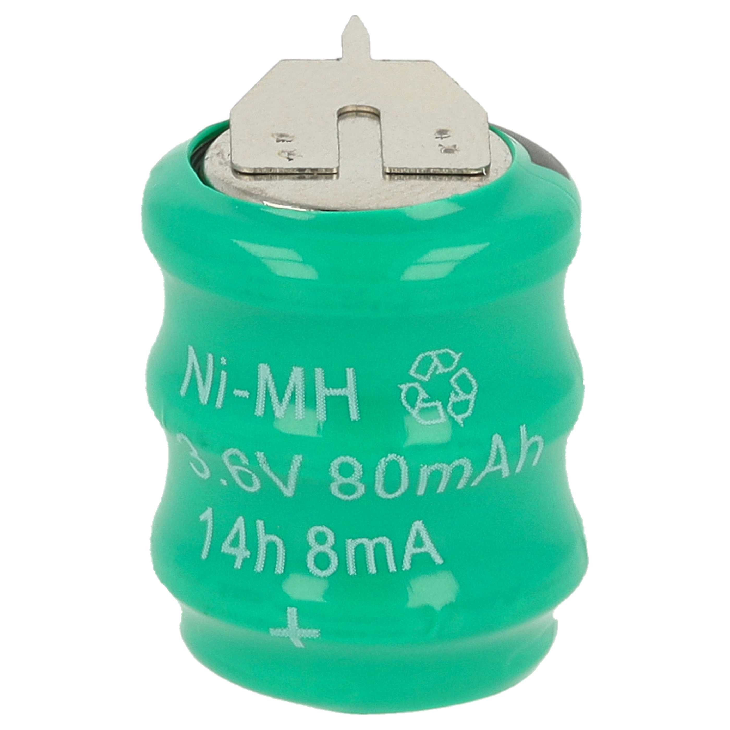 Button Cell Battery Type V80H 3 Pins for Model Building Solar Lamps etc. - 80 mAh 3.6 V NiMH