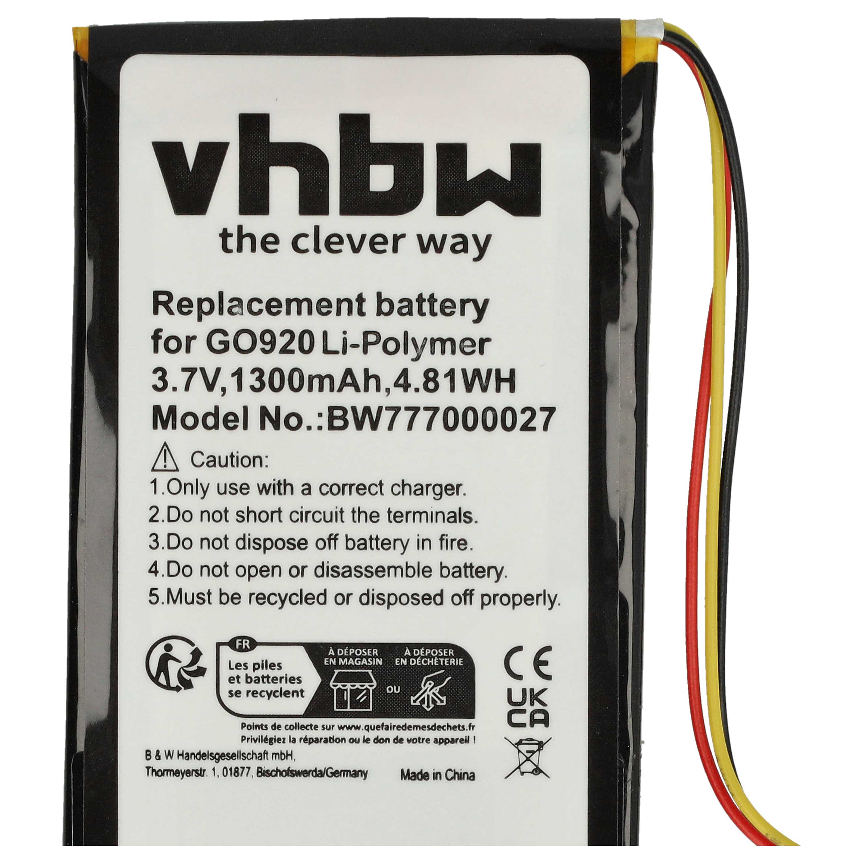 Akumulator do nawigacji GPS TomTom - 1300 mAh 3,7 V LiPo
