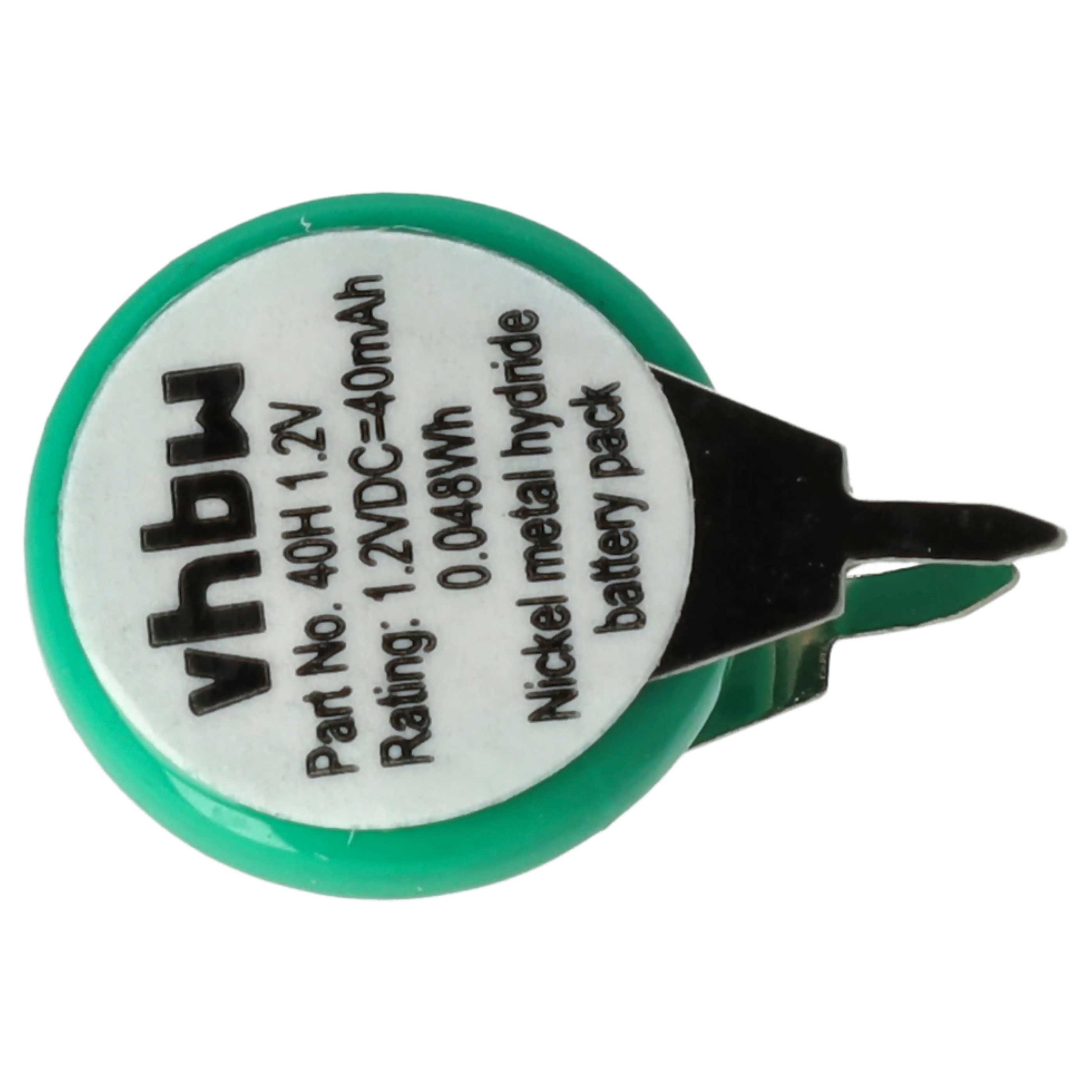 100x Button Cell Battery Type 1/V40H 2 Pins for Model Building Solar Lamps etc. - 40 mAh 1.2 V NiMH