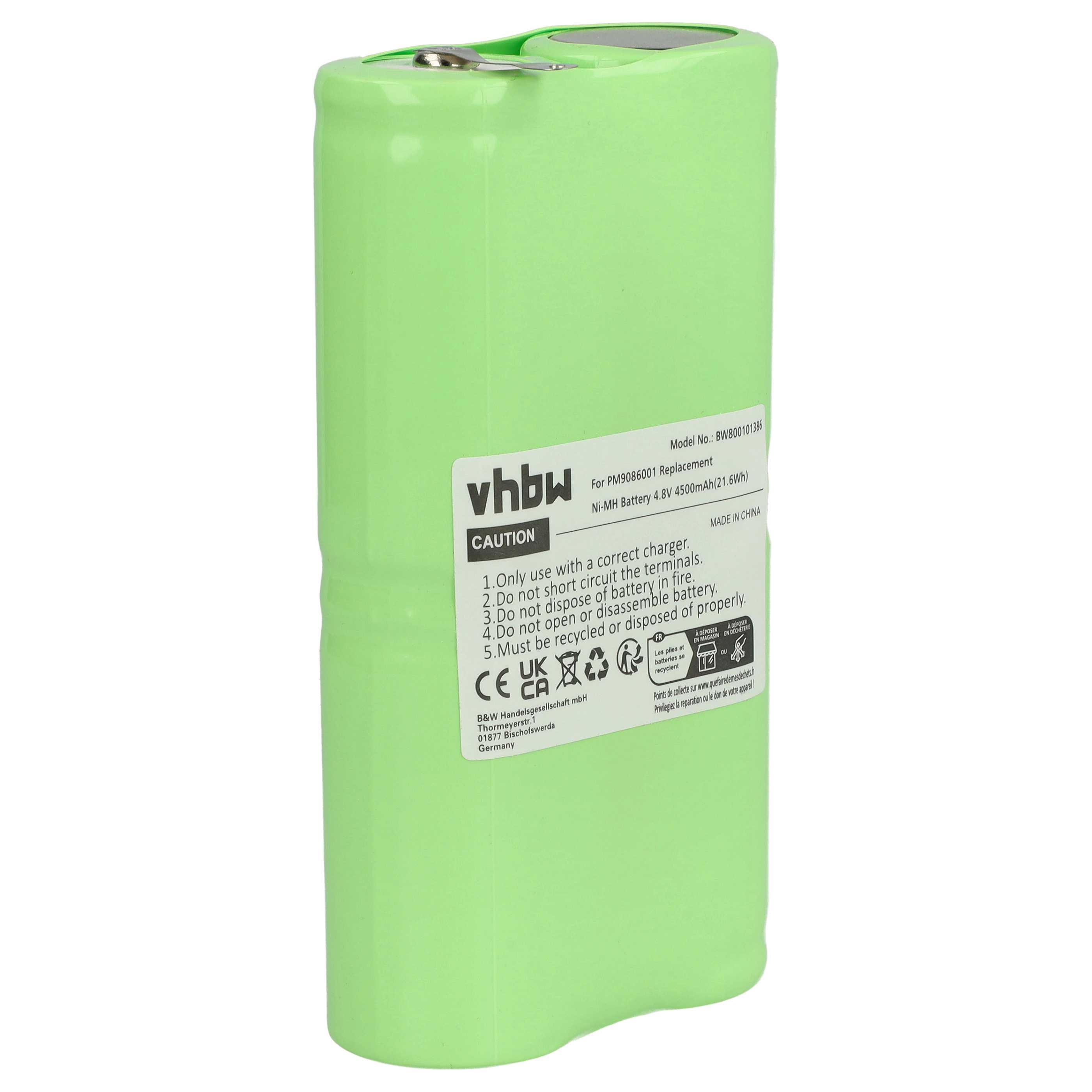 Batería reemplaza Fluke PM9086 001, B10858, AS30006 para dispositivo medición (4500 mAh, 4,8 V, NiMH)
