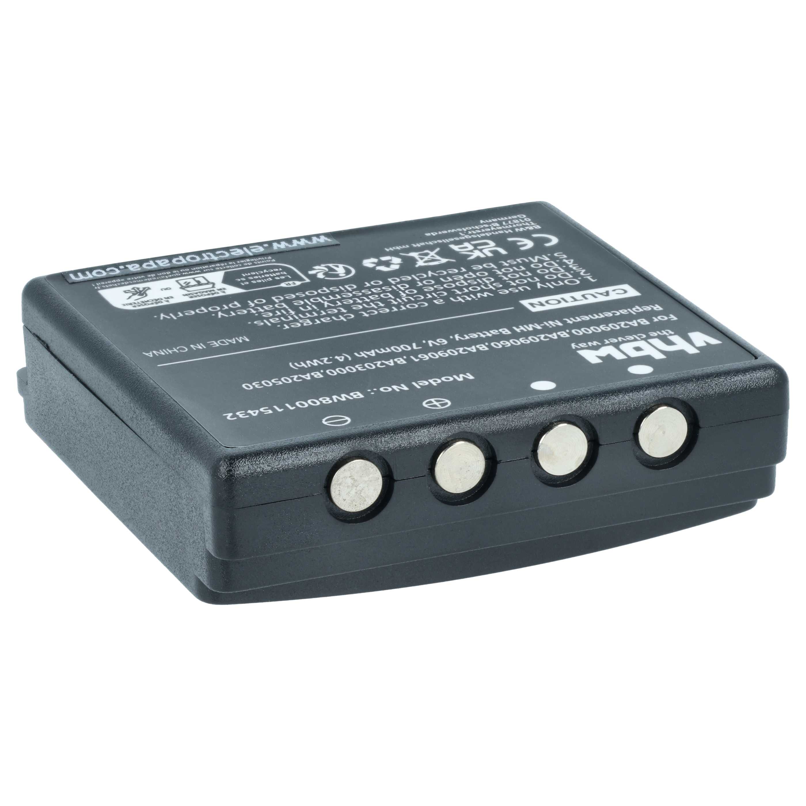 Batterie (10 pièces) remplace HBC BA206000, BA209000, BA203000, BA205030, 005-01-00615 - 700mAh 6V NiMH