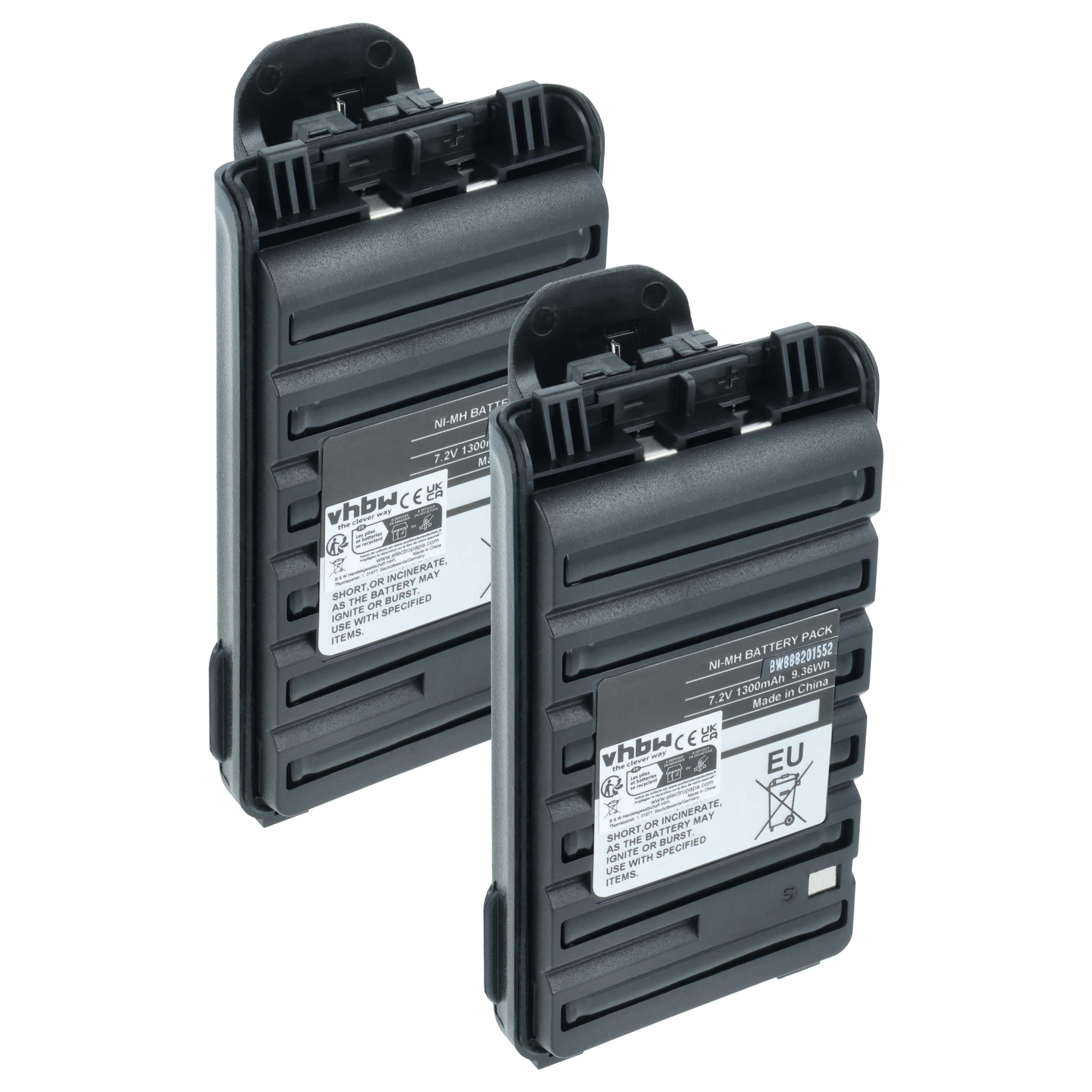 Akku (2 Stück) als Ersatz für Icom BP264, BP-264 für Icom für Funkgerät - 1300mAh 7,2V NiMH