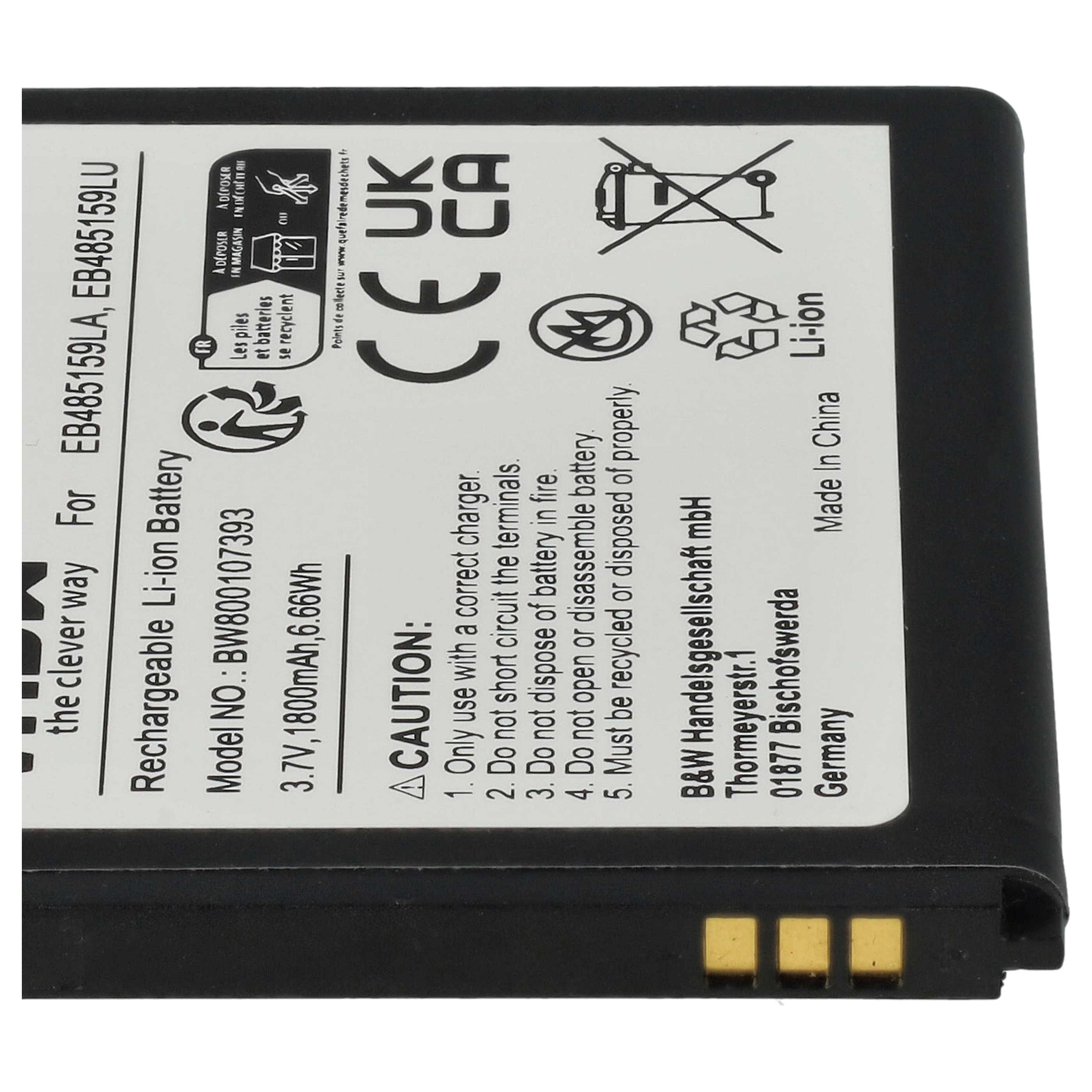 Mobile Phone Battery Replacement for Samsung EB485159LU, EB485159LA - 1800 mAh 3.7 V Li-Ion