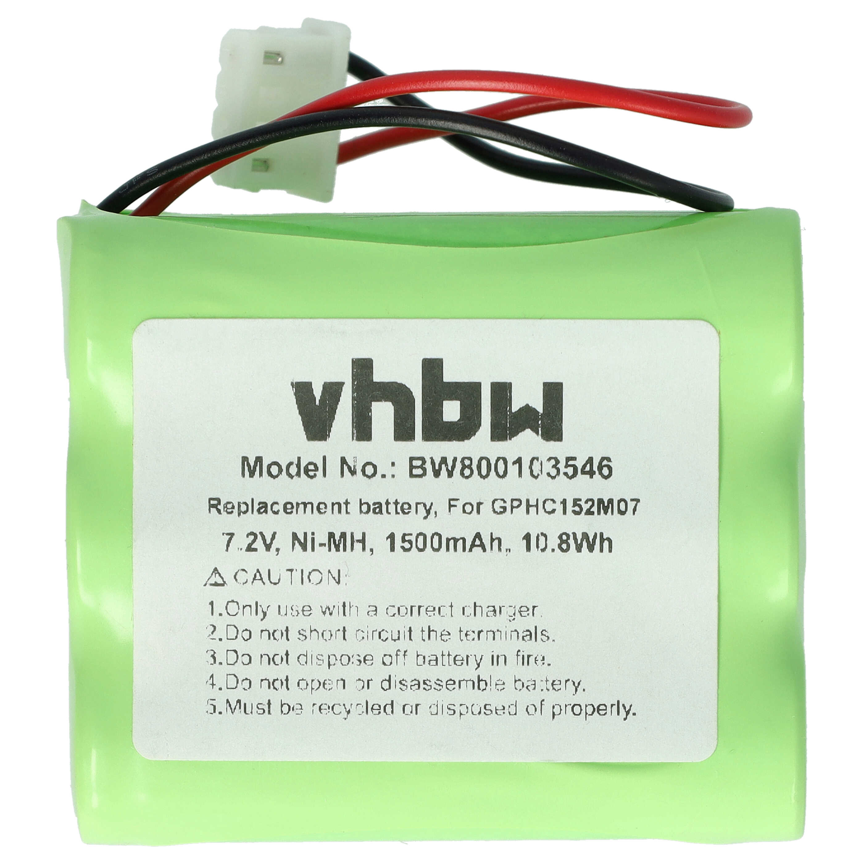 Batterie remplace GPRHC152M073 pour robot aspirateur - 1500mAh 7,2V NiMH