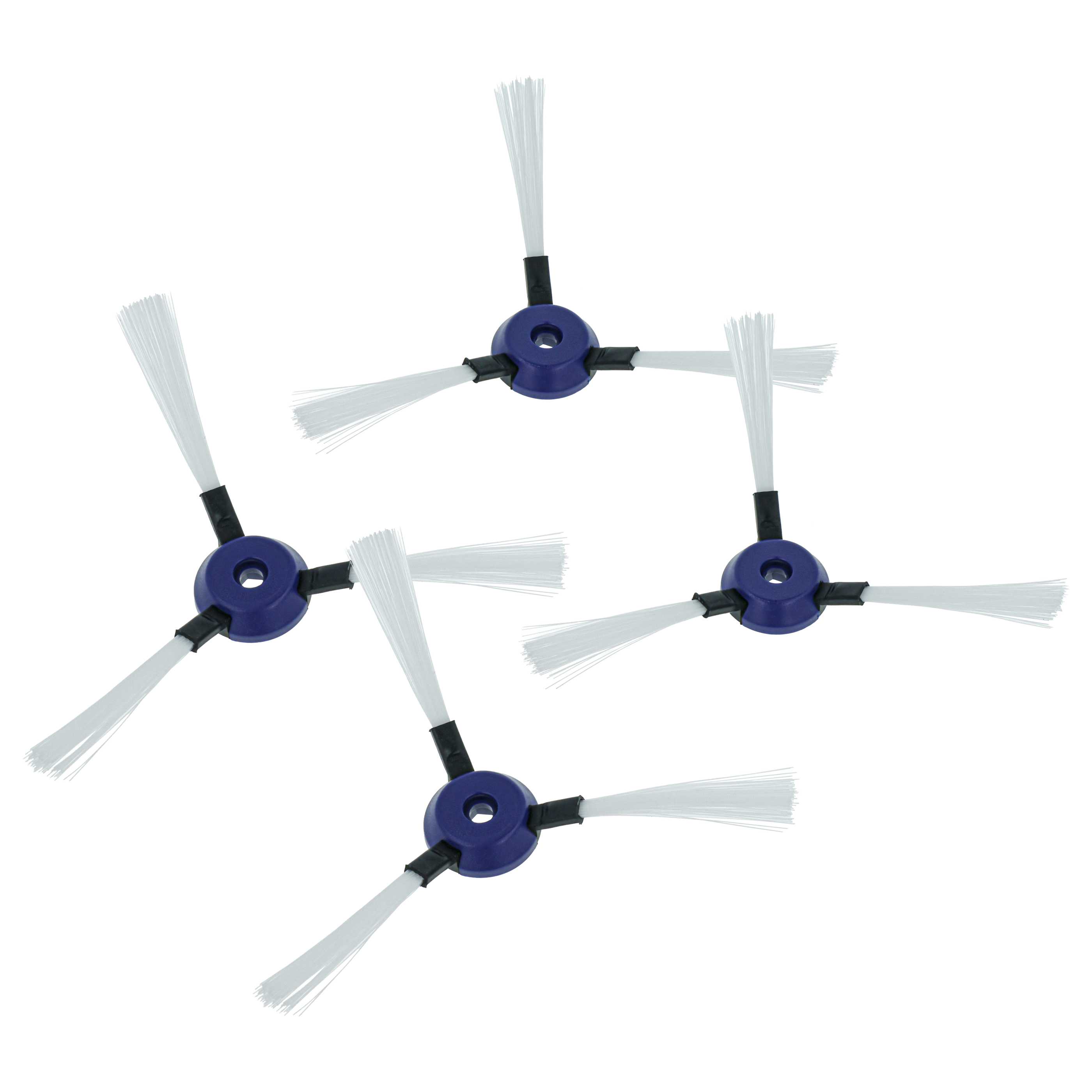 4x Side Brush suitable for Rowenta Smart Force Robot Vacuum Cleaner - 3-armed, black, white, blue