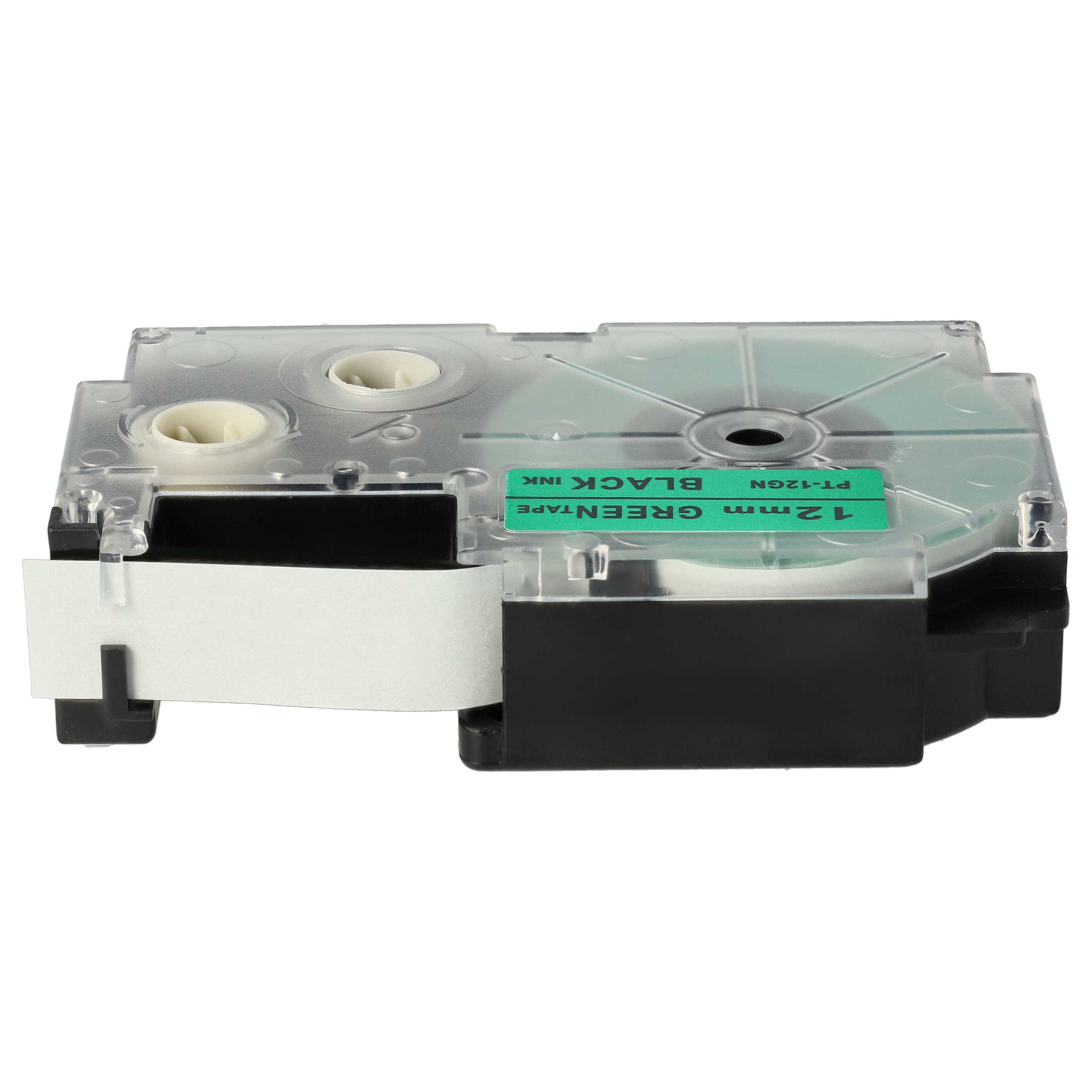 Label Tape replaces Casio XR-12GN, XR-12GN1 - 12 mm Black to Green
