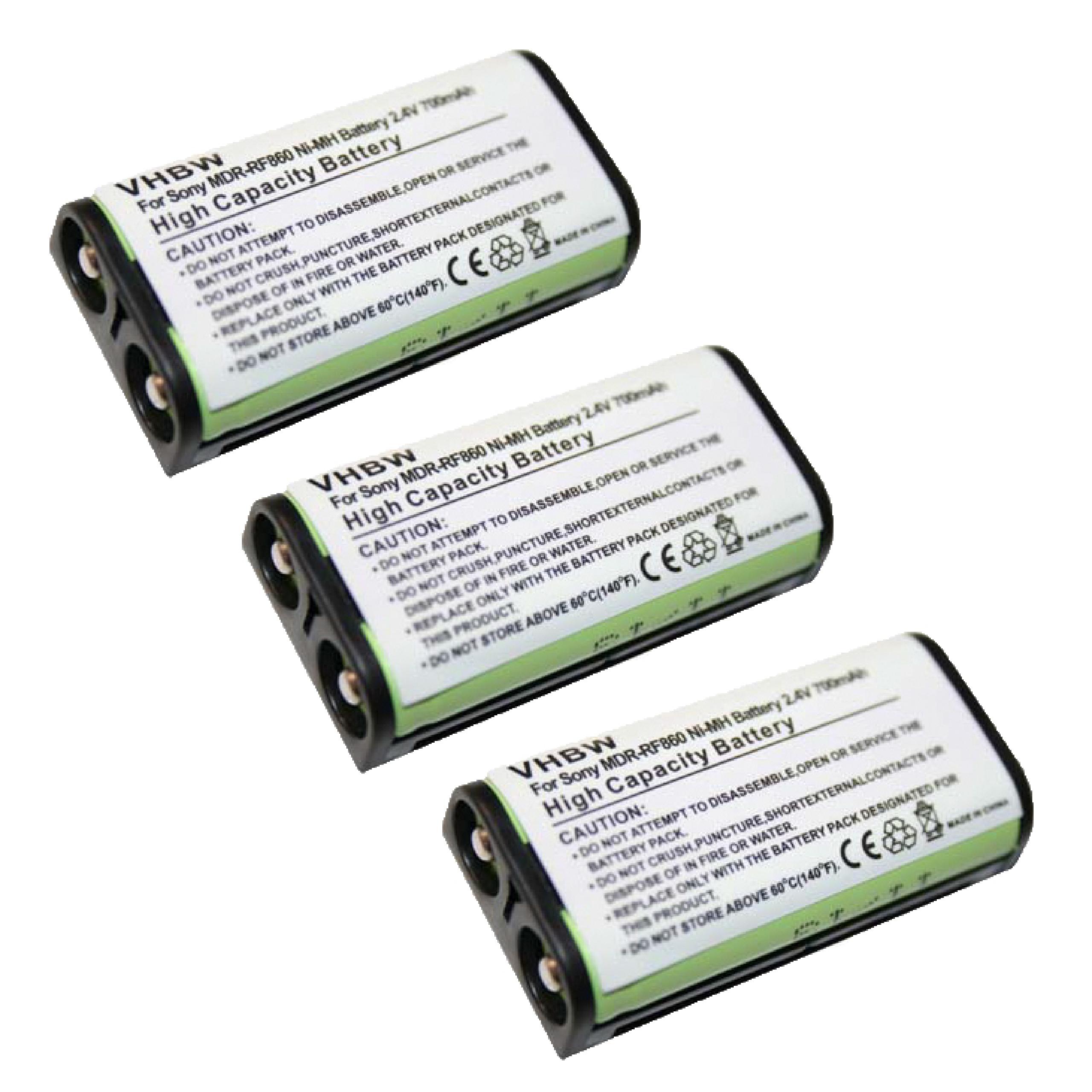 Batteries (3x pièces) remplace Sony BP-HP550-11 pour casque audio - 700mAh 2,4V NiMH