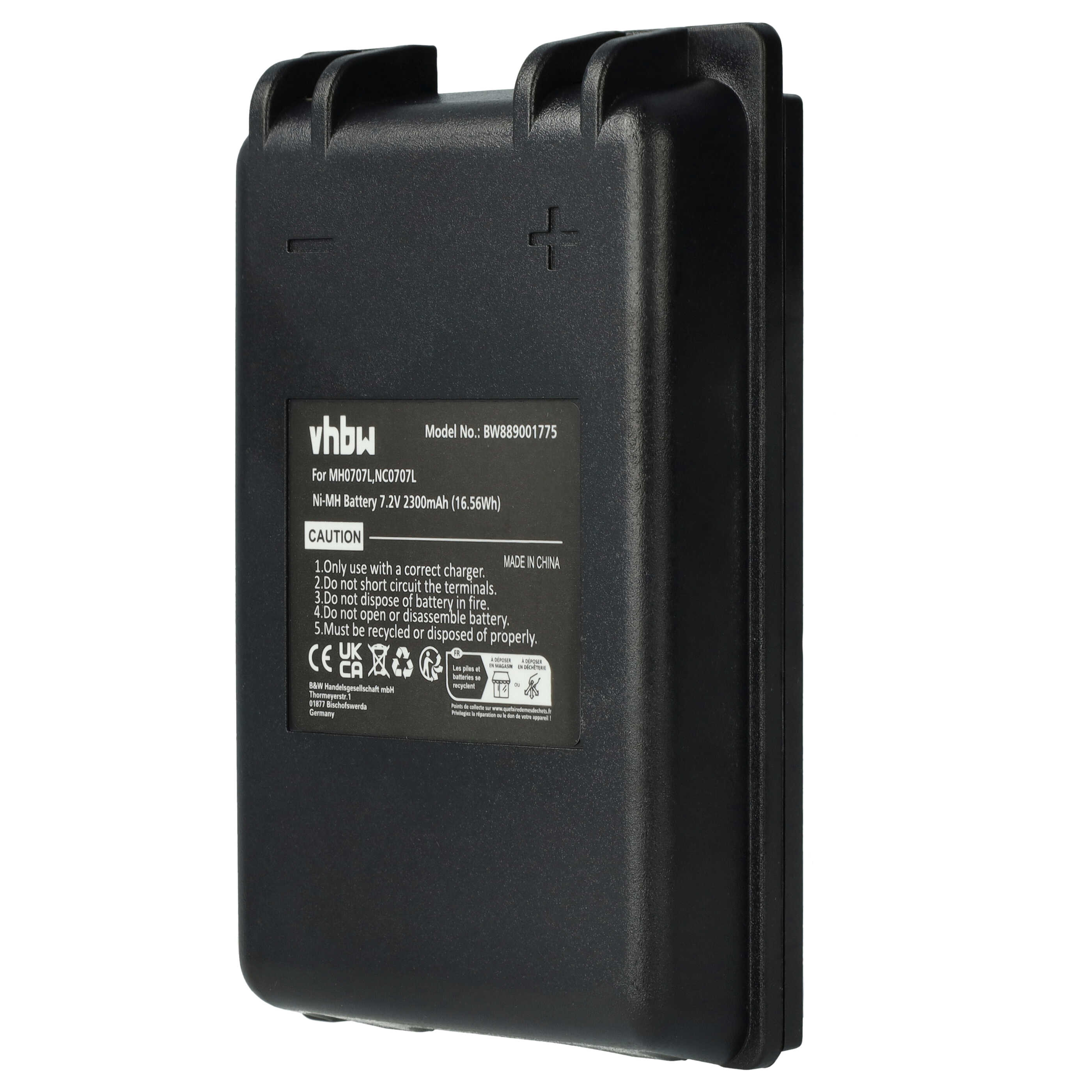 Battery as Replacement for Autec MH0707L, NC0707L Remote Control - 2300 mAh 7.2 V NiMH