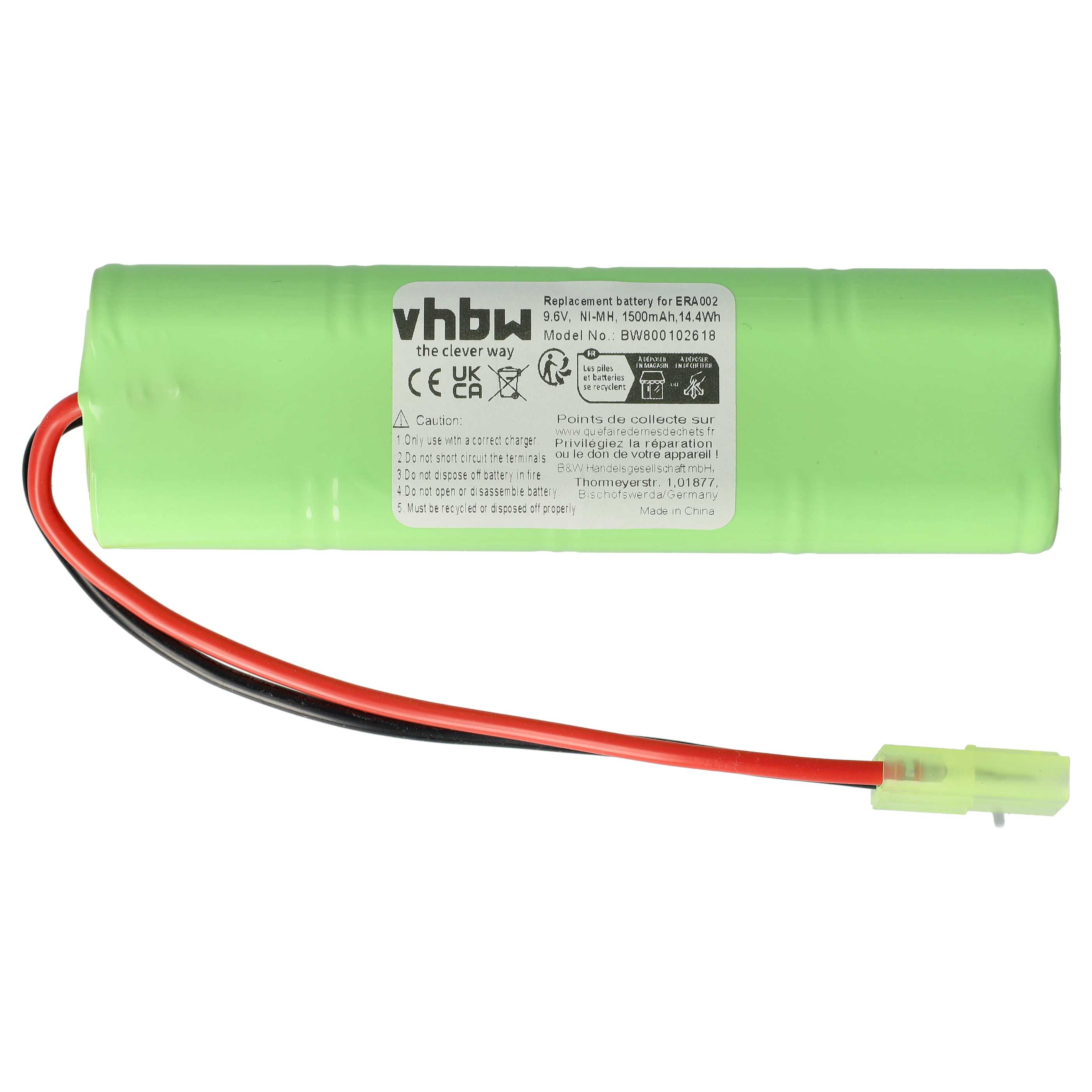 Batería reemplaza Airsoft Guns ERICS13, EROA002, ERA004, ERA002 para pistola airsoft - 1500 mAh 9,6 V NiMH