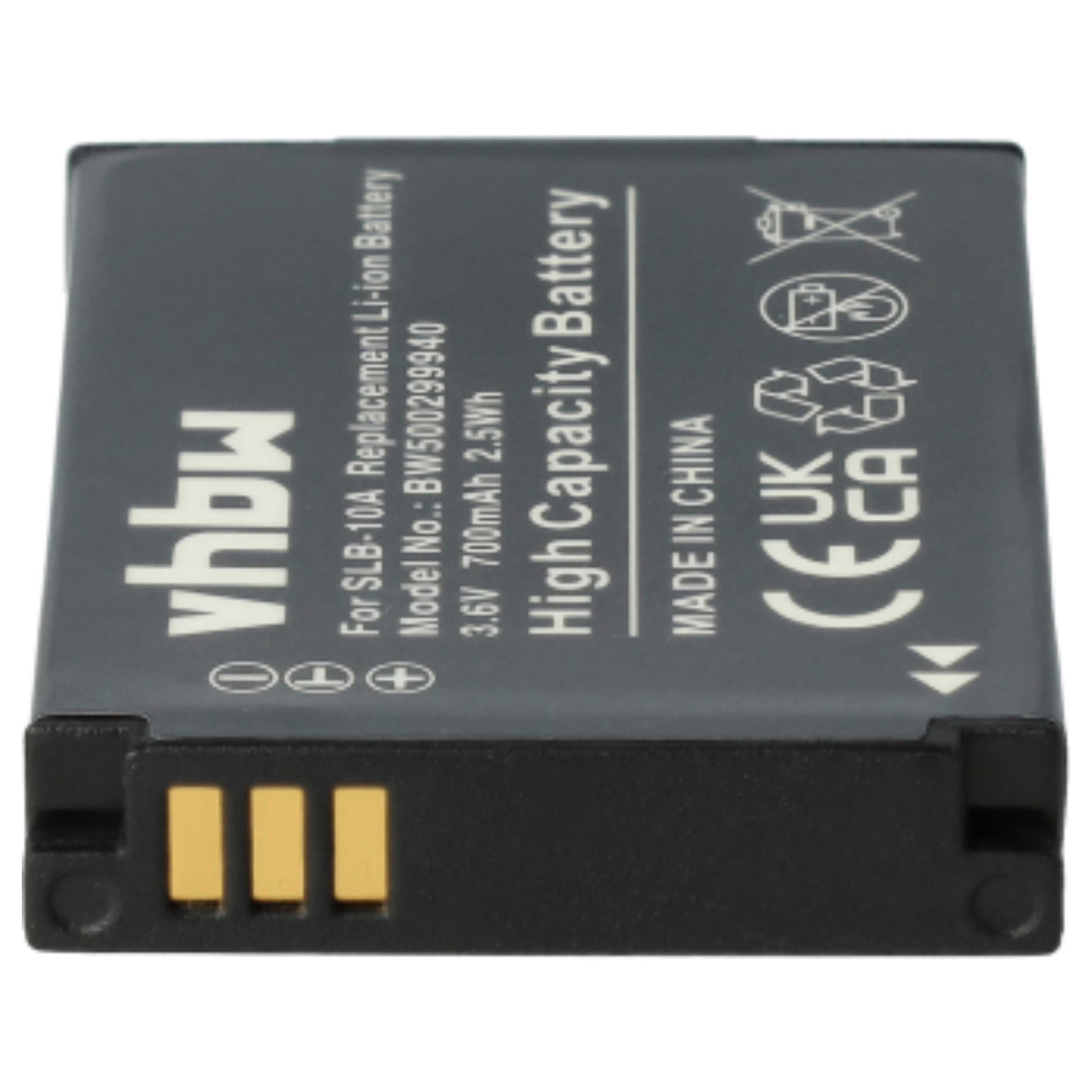 3x Battery replaces Samsung BP-10A, BP10A, SLB-10A - 700mAh, 3.6V, Li-Ion