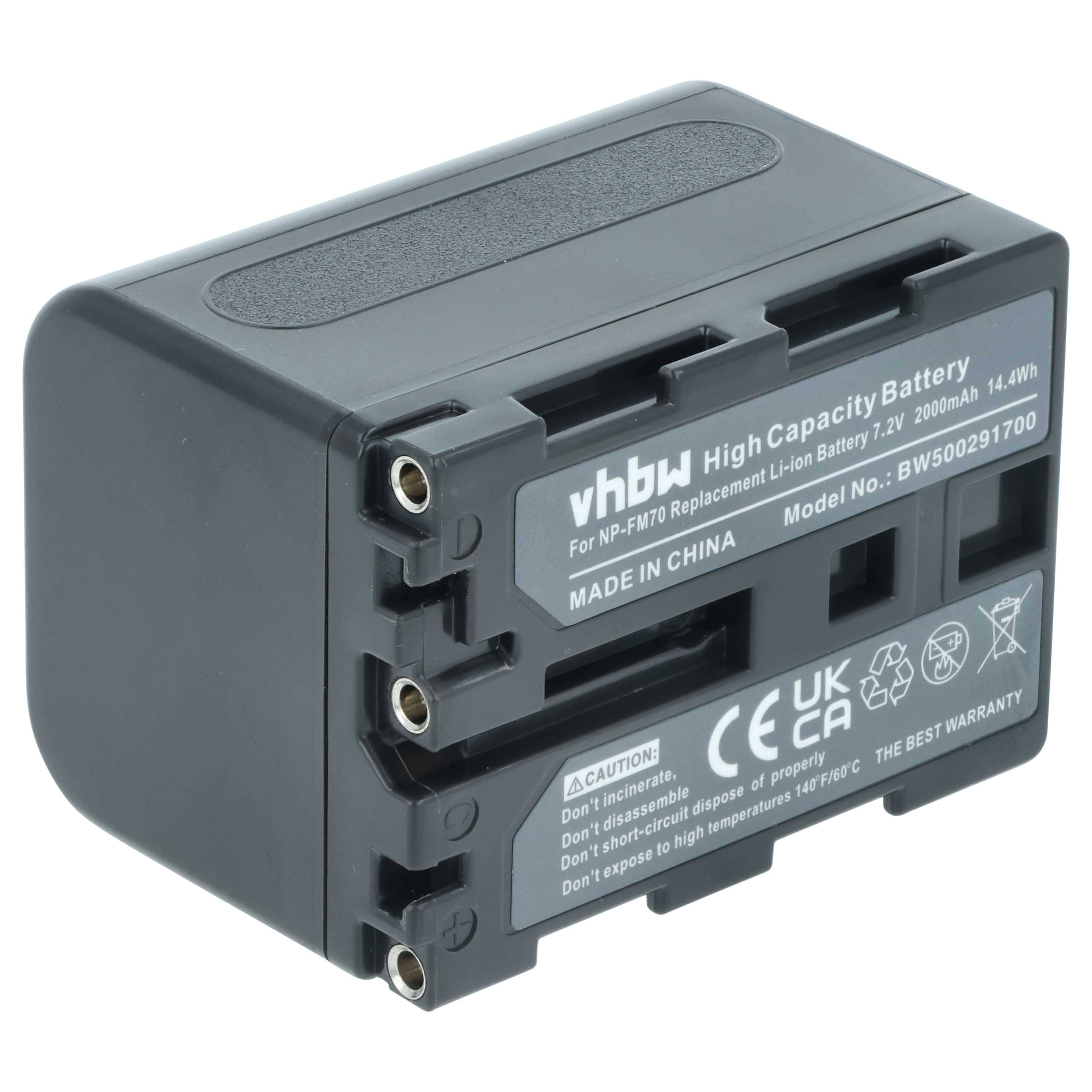 Videocamera Battery replaces Sony NP-FM30, NP-FM50, NP-FM70, NP-FM90, NP-FM91, NP-QM51 - 2000 mAh 7.2 V Li-Ion