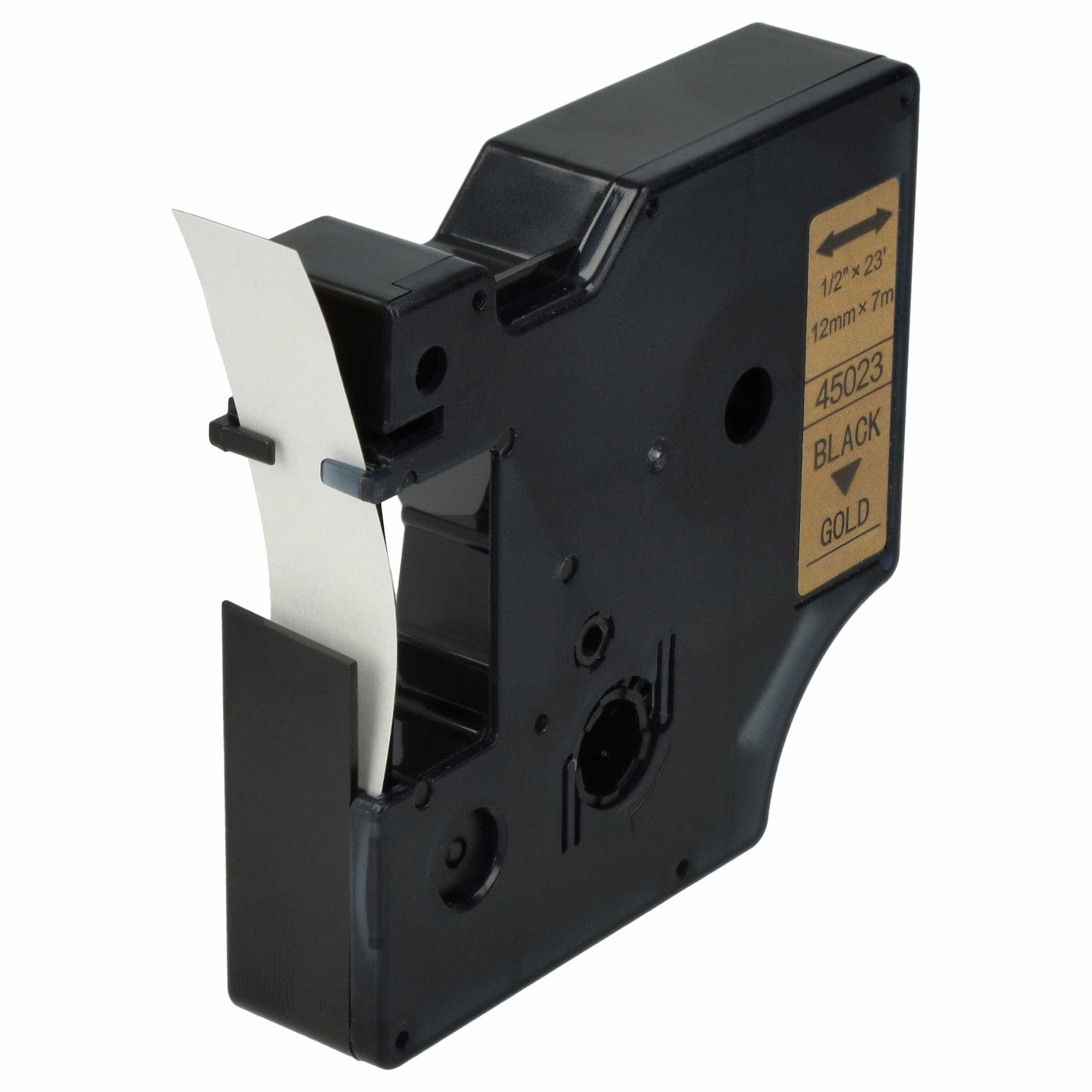 Label Tape replaces Dymo 45023, D1 - 12 mm Black to Gold