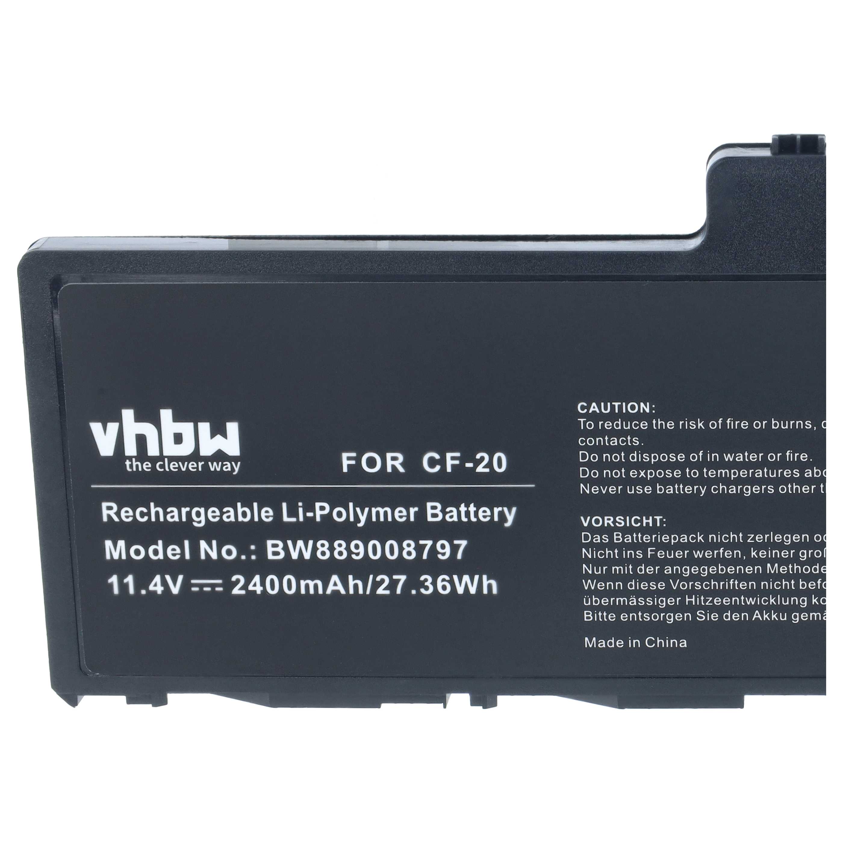 Notebook-Akku als Ersatz für Panasonic CF-VZSU0QJS für Panasonic - 2400mAh 11,4V Li-Polymer, schwarz