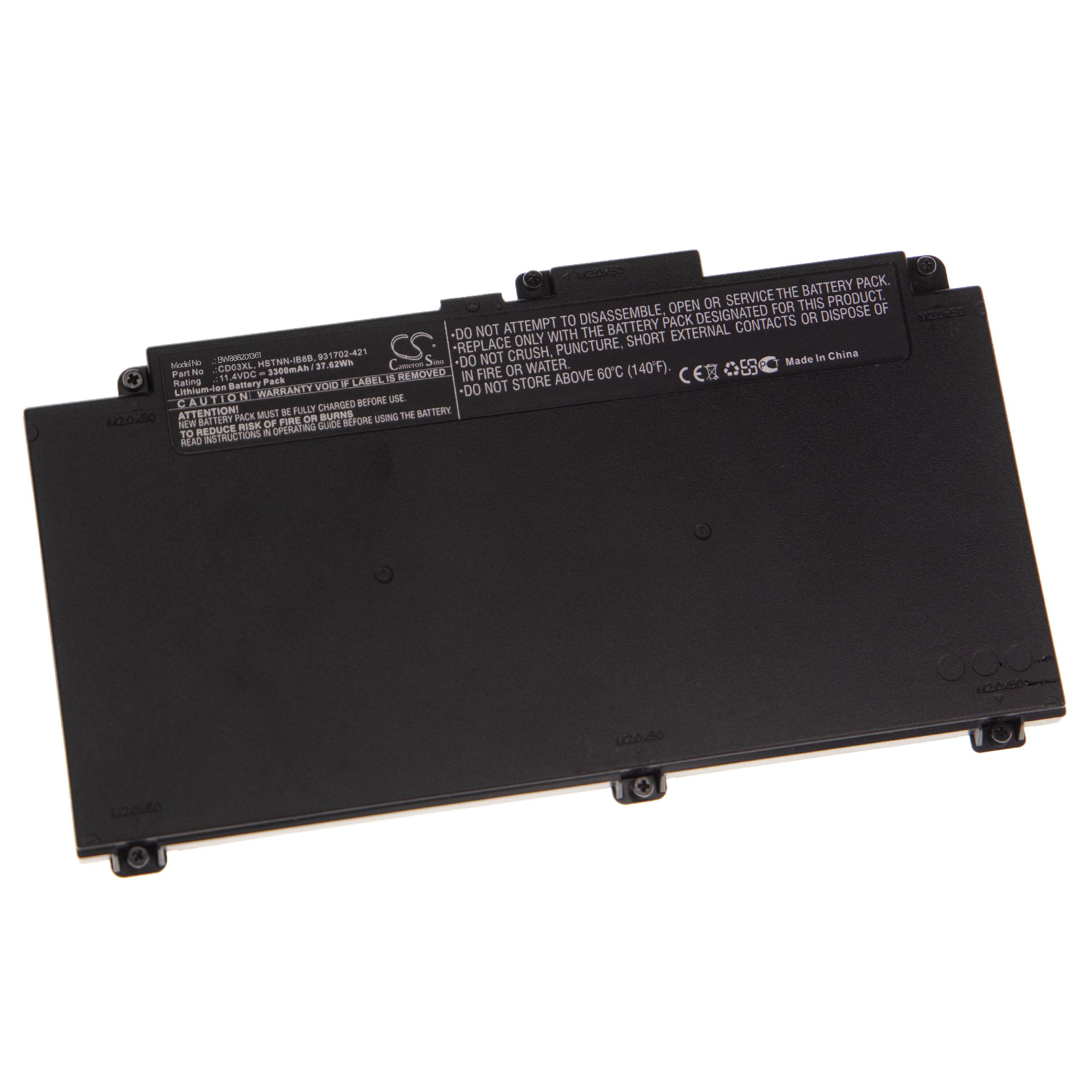 Batterie remplace HP 931702-421, 931702-171, 931702-541 pour ordinateur portable - 3300mAh 11,4V Li-ion, noir