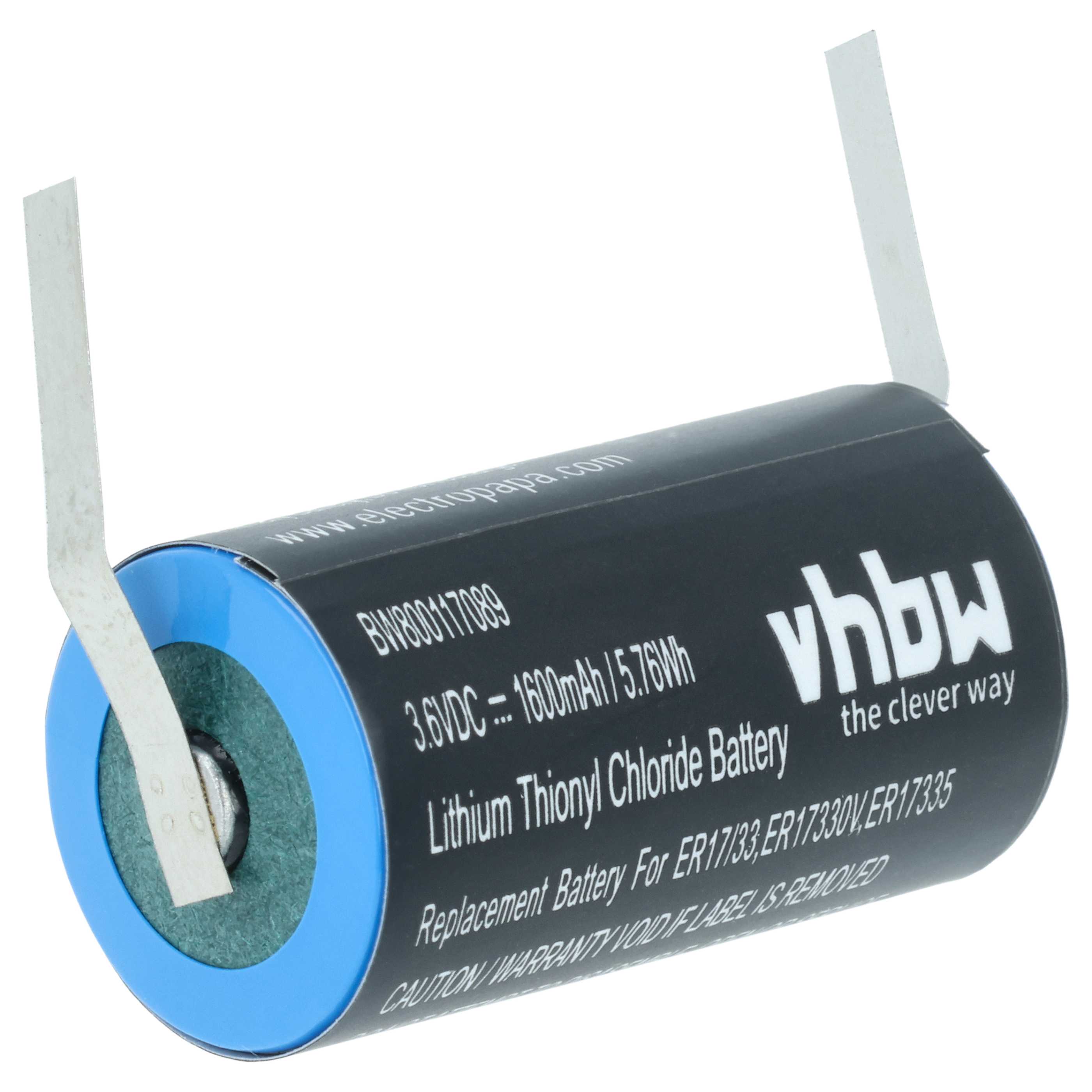 Batería reemplaza Maxell ER17/33 para Omron - 1600mAh 3,6V Li-MnO2, 1x celdas