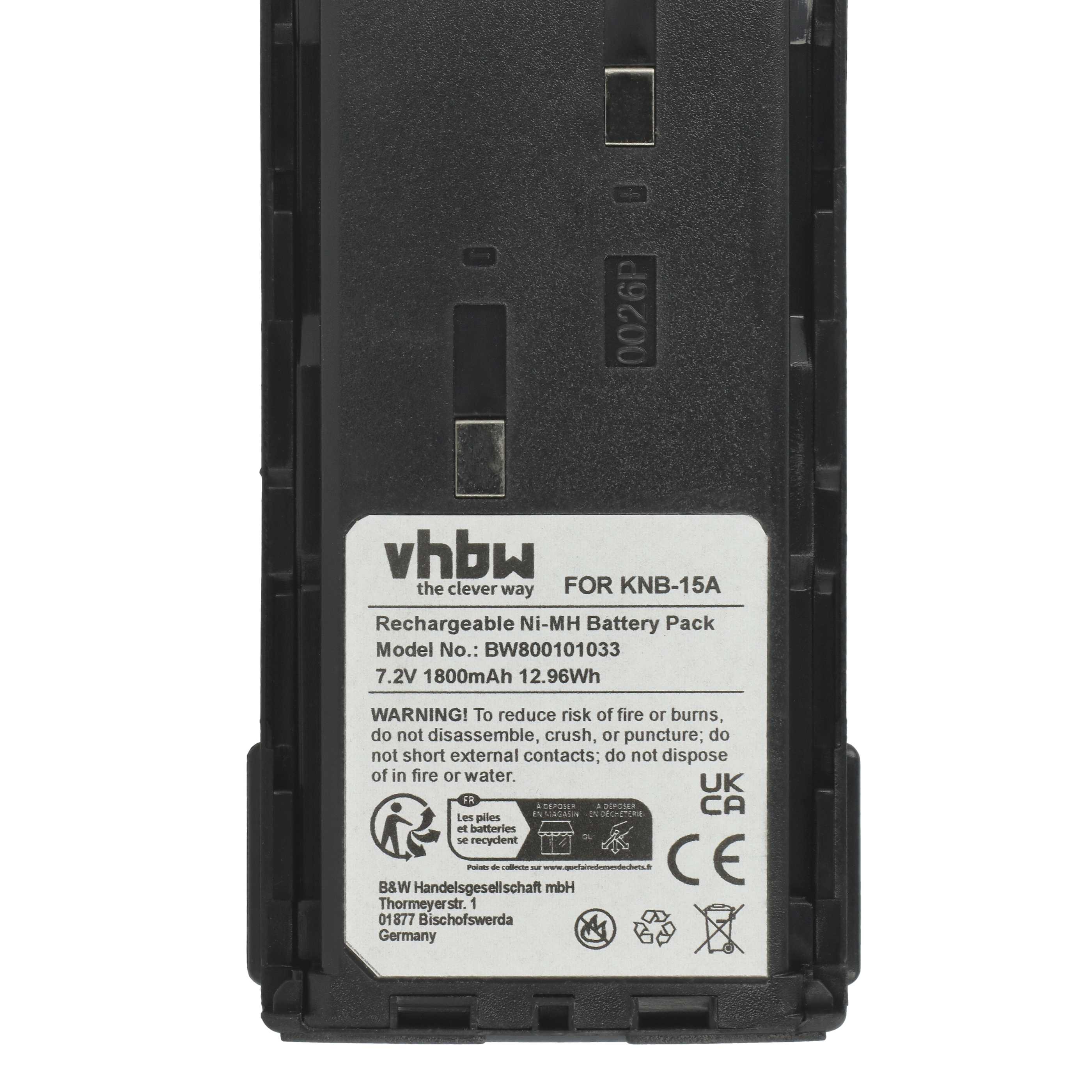 Radio 2x Battery replaces Bidatong BD-15-L - 1800 mAh 7.2 V NiMH
