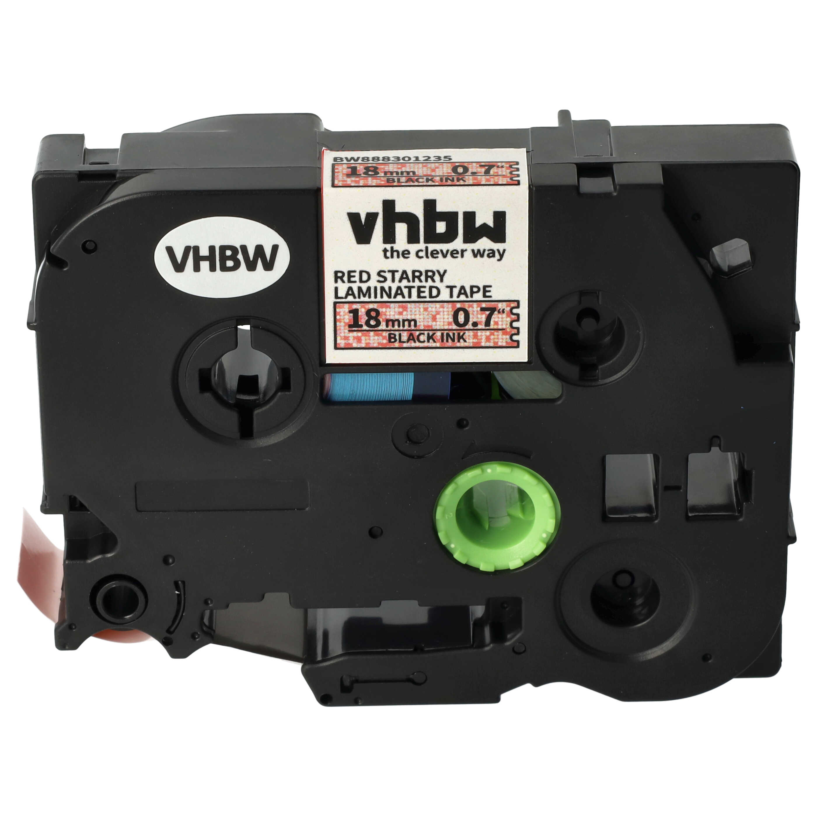 Label Tape as Replacement for Brother TZE-441L1 - 18 mm Black to Red (Glitter)