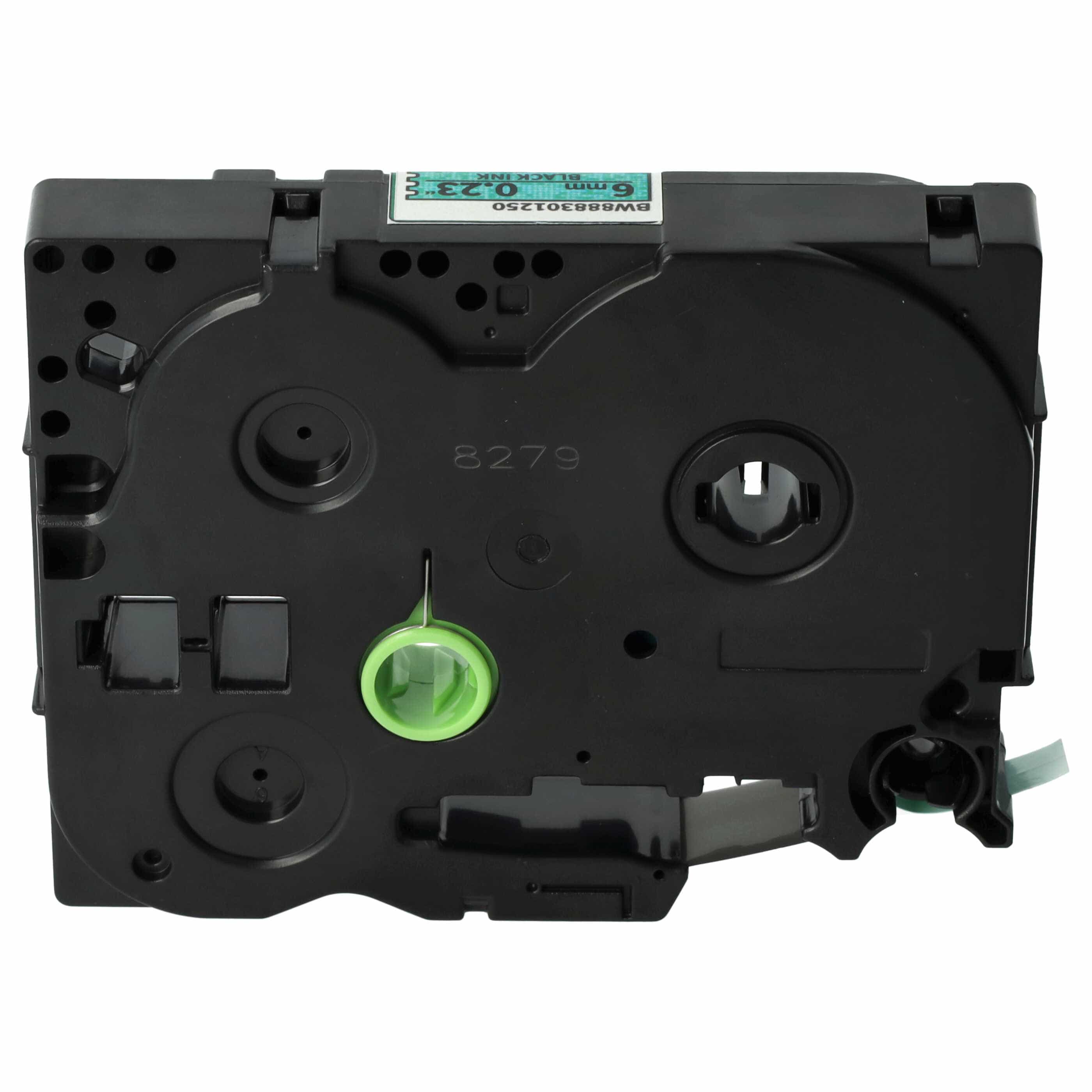 Cassetta nastro sostituisce Brother TZE-711L1 per etichettatrice Brother 6mm nero su verde (glitter)