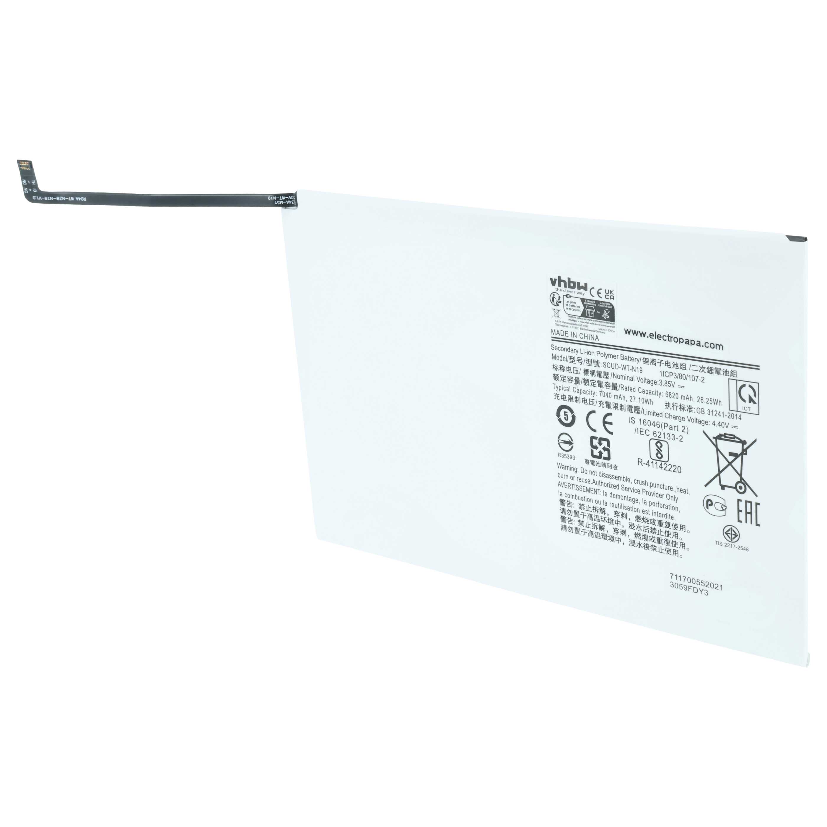 Batteria per tablet sostituisce Samsung SCUD-WT-N19 - 6800mAh 3,85V Li-Poly