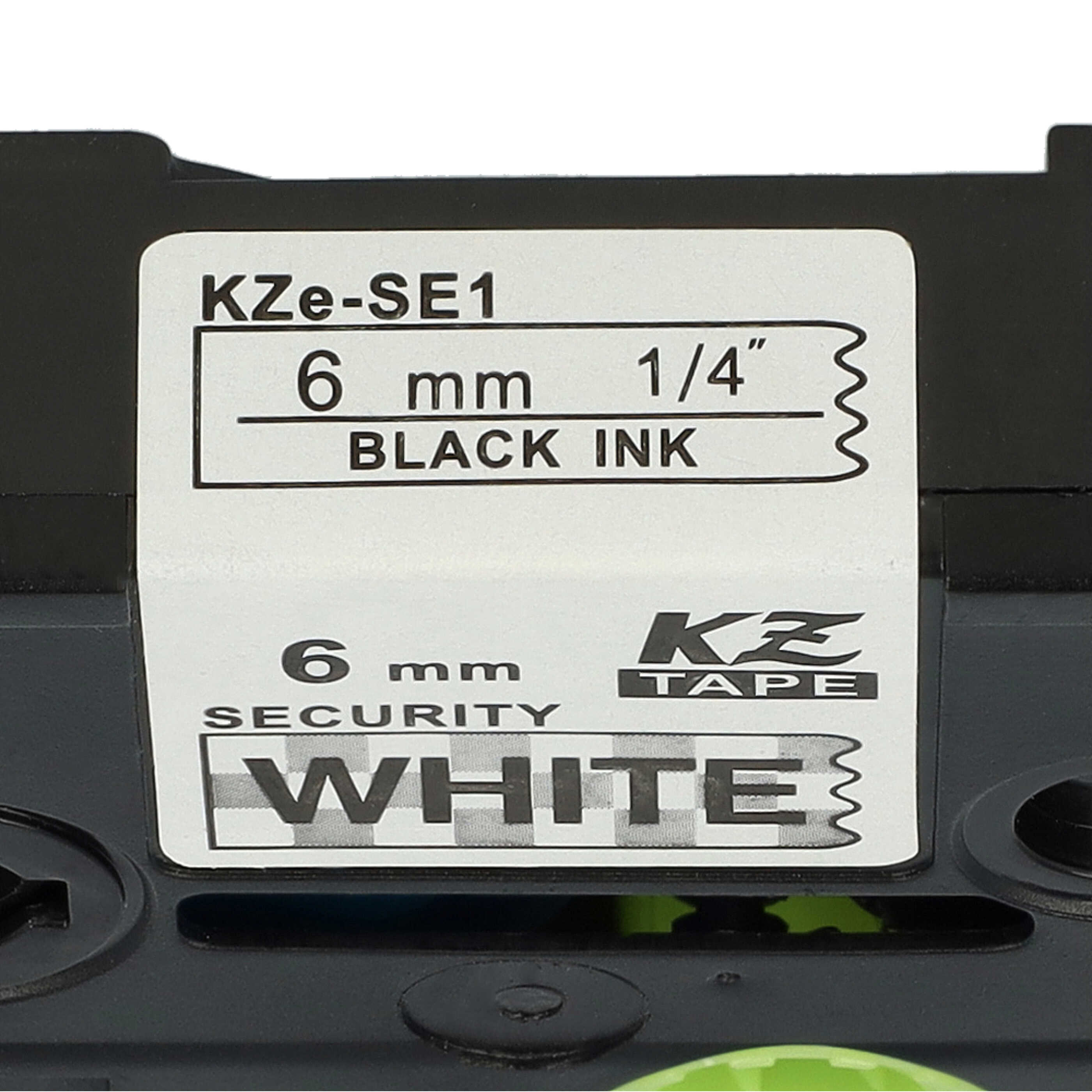 Schriftband als Ersatz für Brother TZ-SE1, TZE-SE1 - 6mm Schwarz auf Weiß