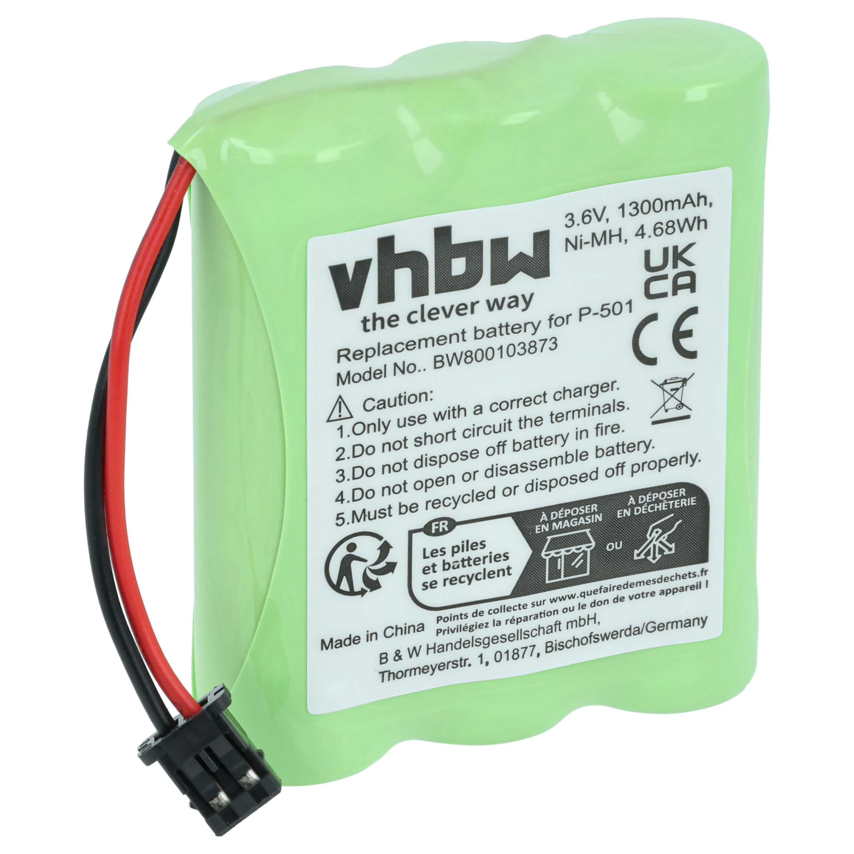 Akku als Ersatz für BT-905, BP-T18, HHR-P505, BP-T24, BT-15, AAx3, BT-800 für Toshiba - 1300mAh 3,6V NiMH