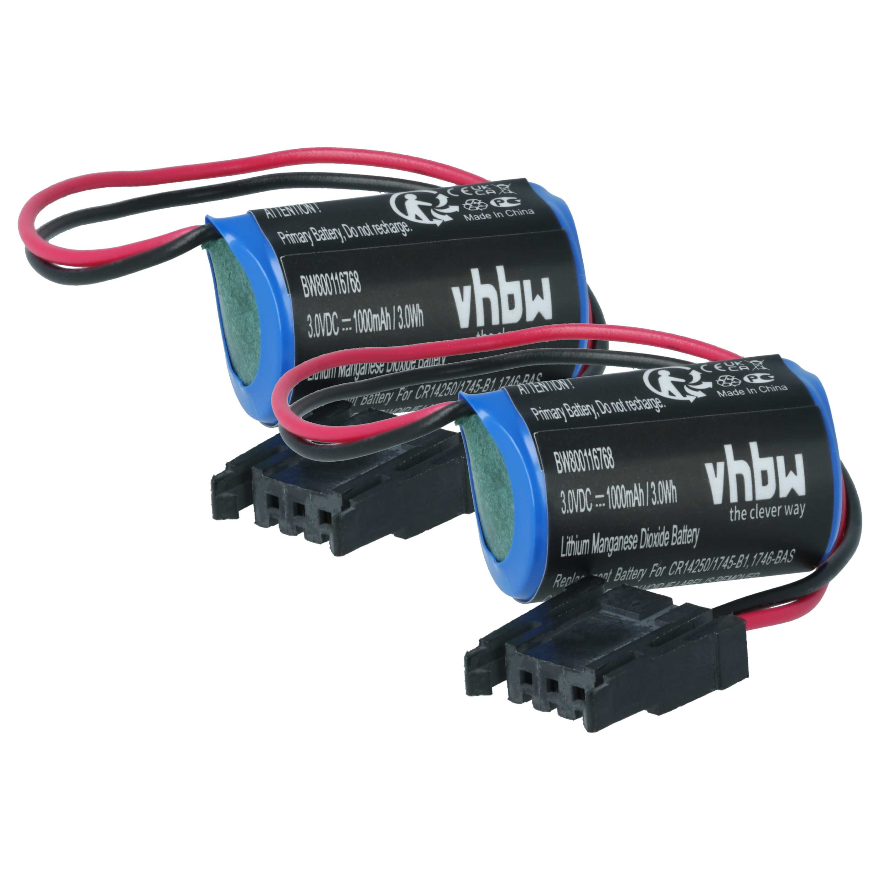 Steuereinheit-Akku (2 Stück) als Ersatz für Allen Bradley 1747-BA, 1746-BAS, 1745-B1 - 1000mAh 3V Li-MnO2