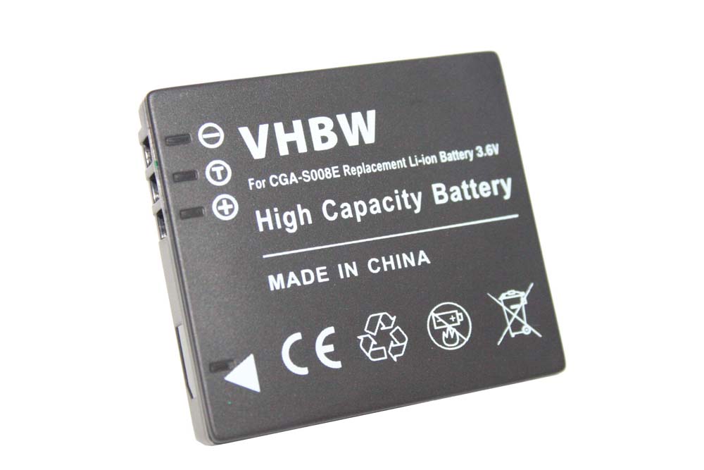 Batterie remplace Panasonic VW-VBJ10E, VW-VBJ10 pour appareil photo - 600mAh 3,6V Li-ion
