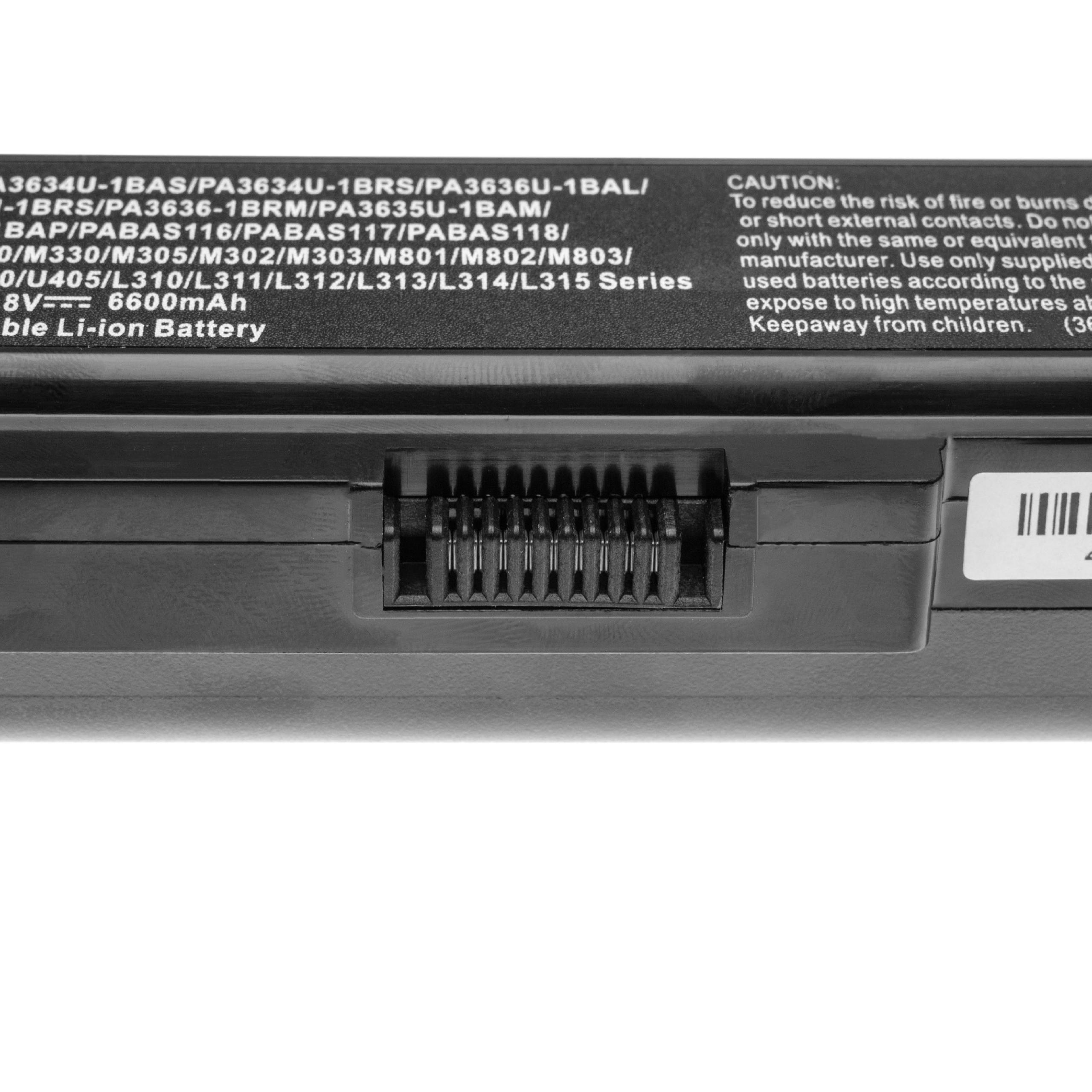Batteria sostituisce Toshiba PA3635U-1BAM, PA3634U-1BAS per notebook Toshiba - 6600mAh 10,8V Li-Ion nero