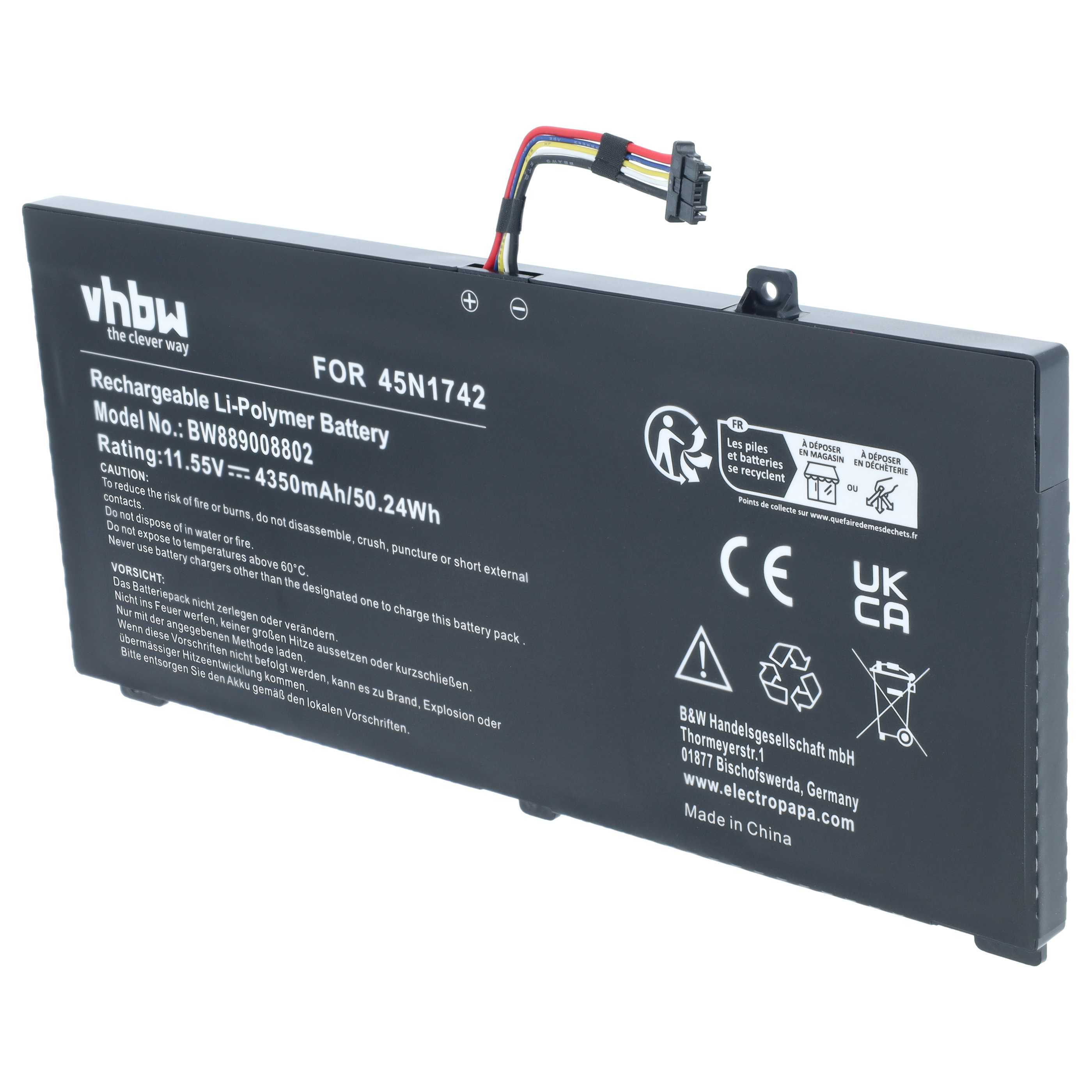 Batteria sostituisce Lenovo 45N1742, 45N1743, 00NY639, 45N1740, 45N1741 per notebook - 4350mAh 11,55V Li-Poly