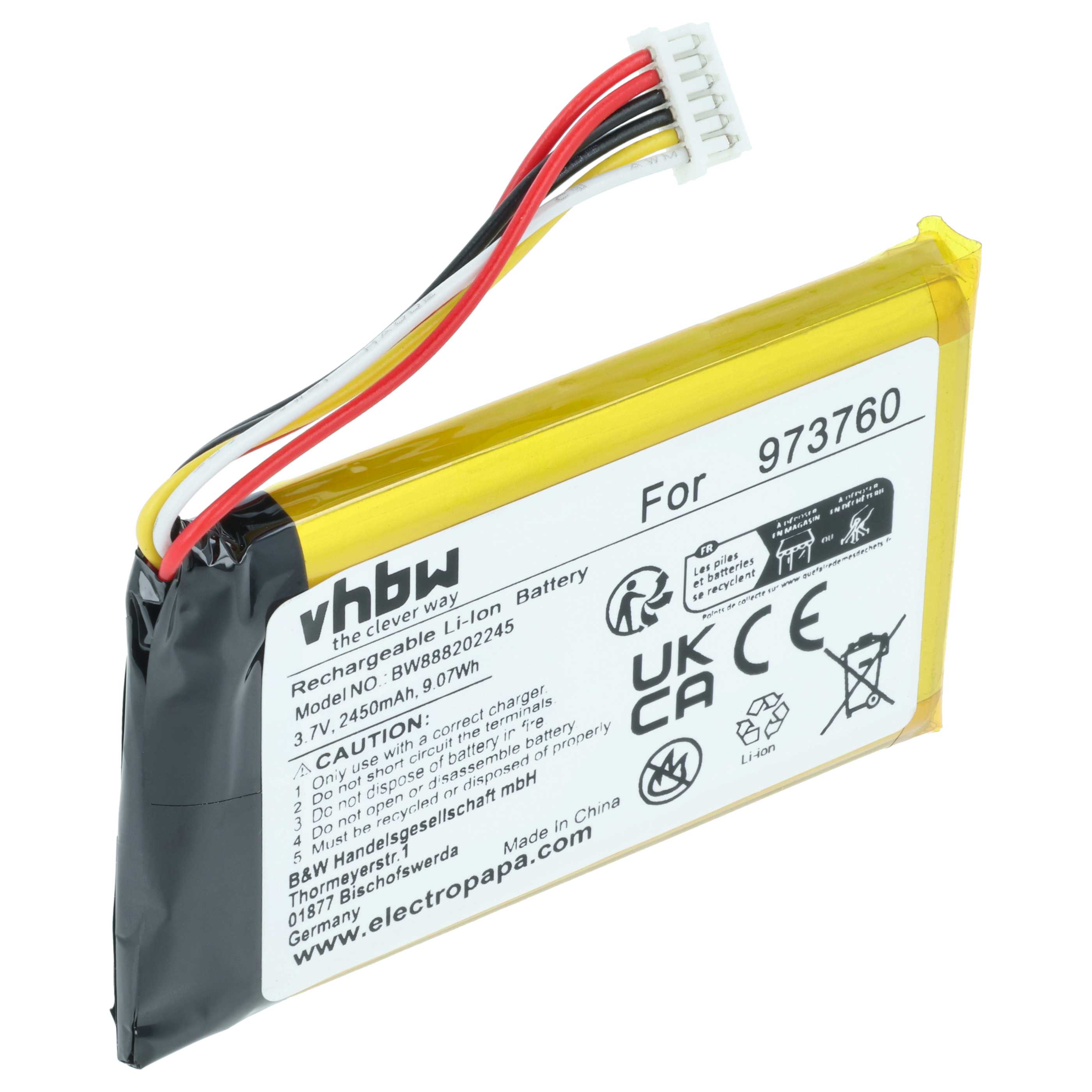 Batterie remplace DJI 973760 pour manette de drone DJI - 2450mAh 3,7V Li-polymère