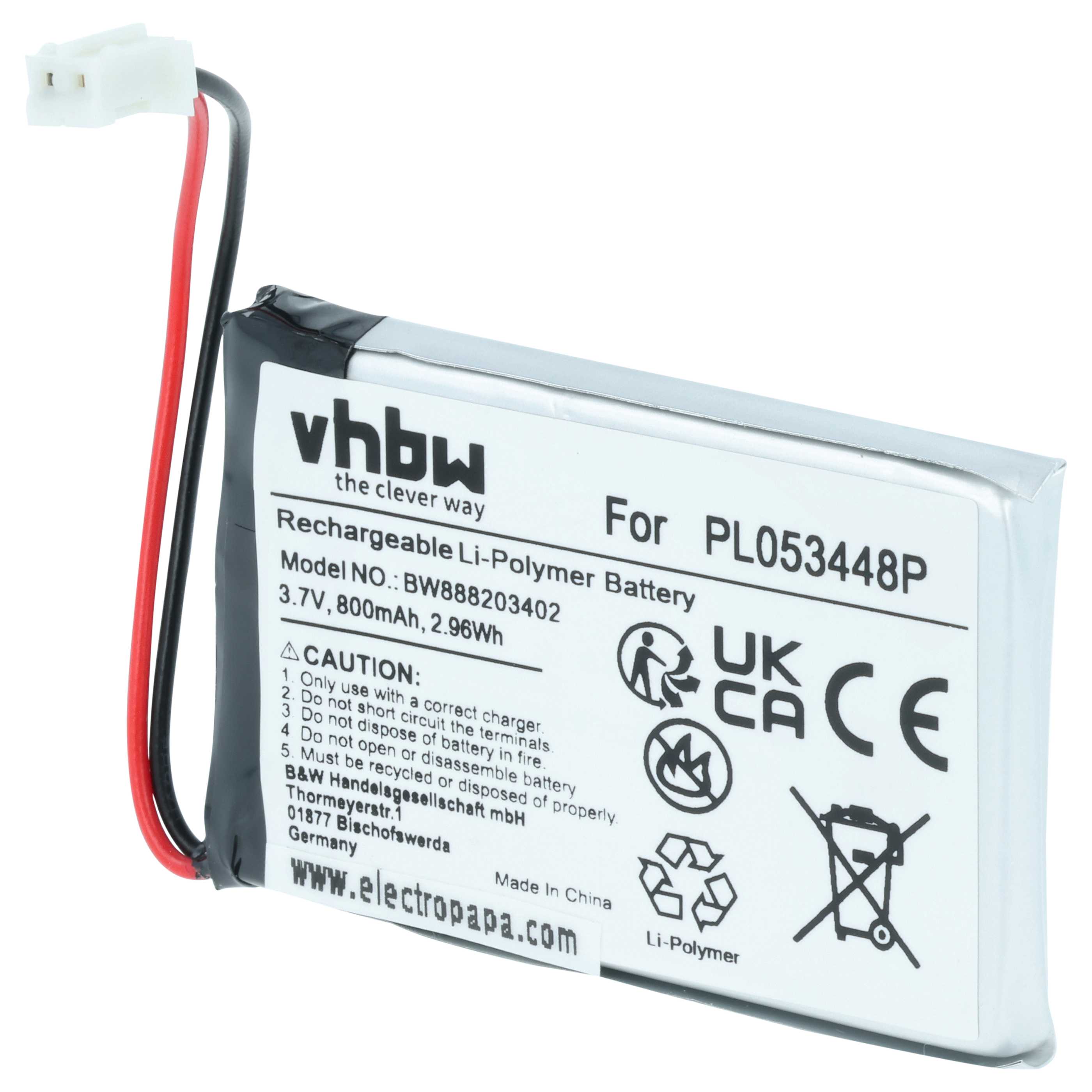 Batería reemplaza Nolan PL053448P para casco de moto - 800 mAh 3,7 V Li-poli