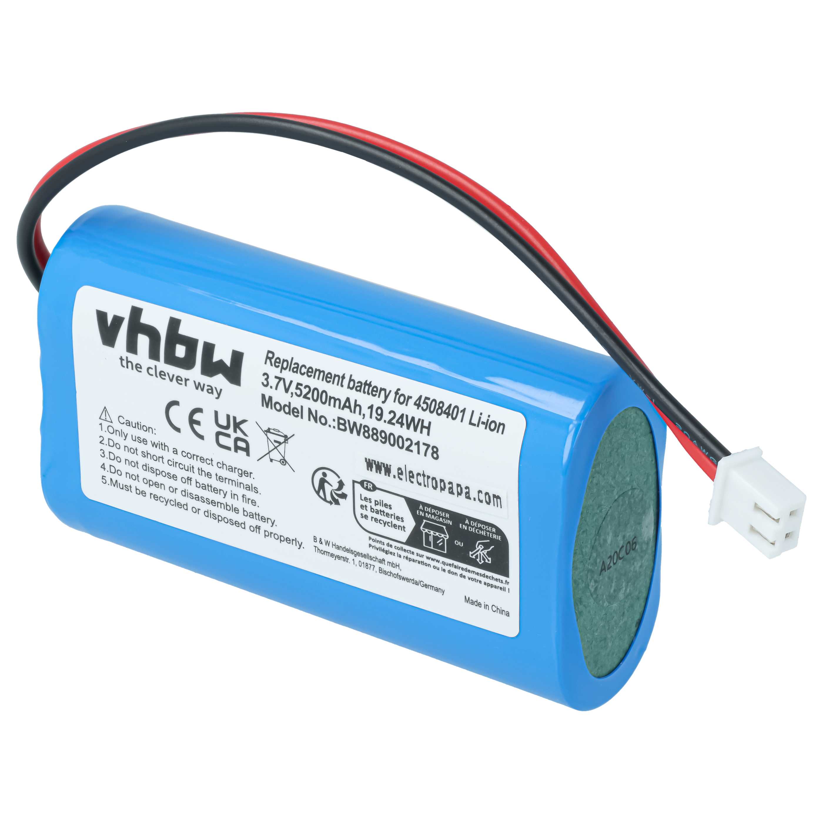 2x Batería para (5200 mAh, 3,7 V, Li-Ion)