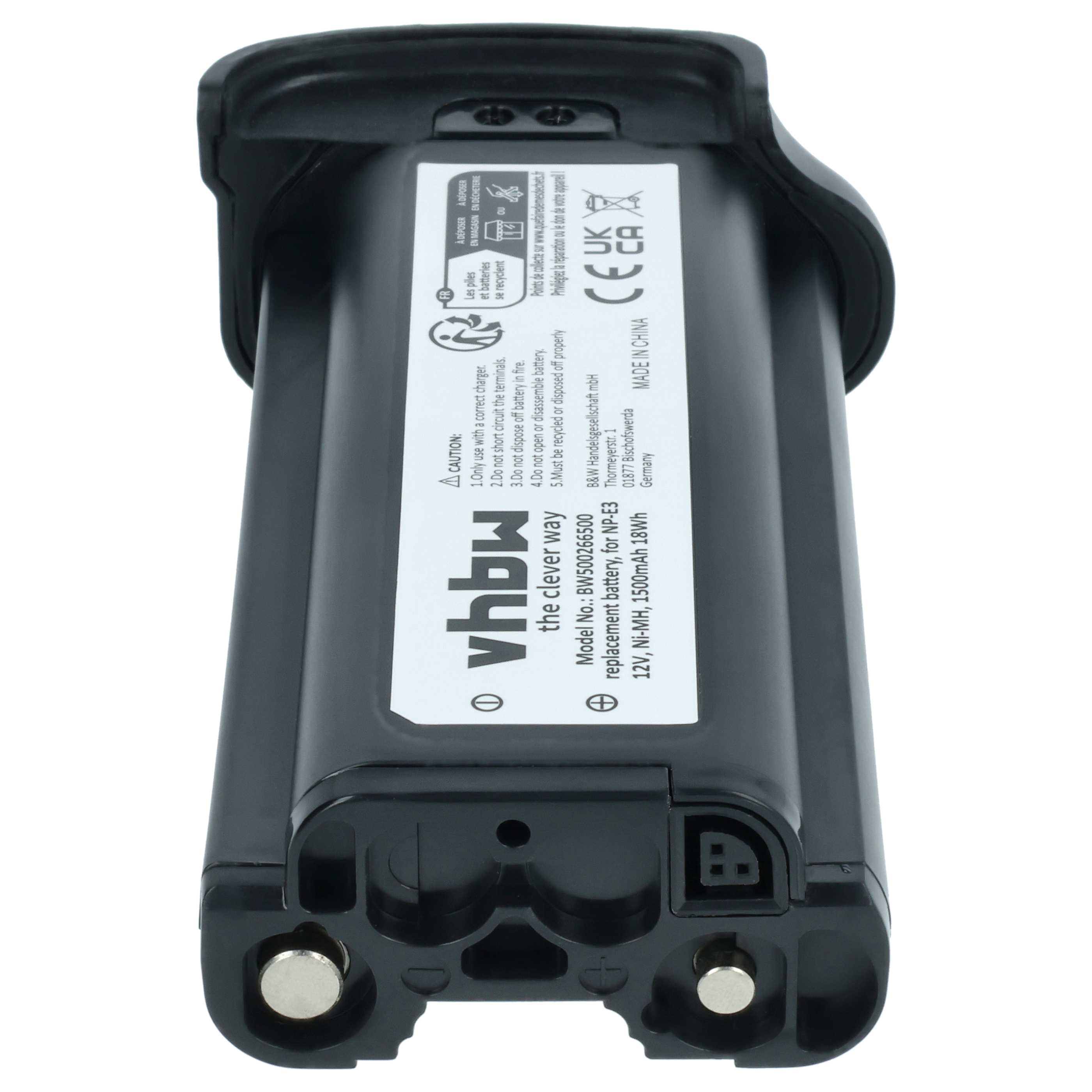 Batterie remplace Canon NP-E3 pour appareil photo - 1500mAh 12V NiMH