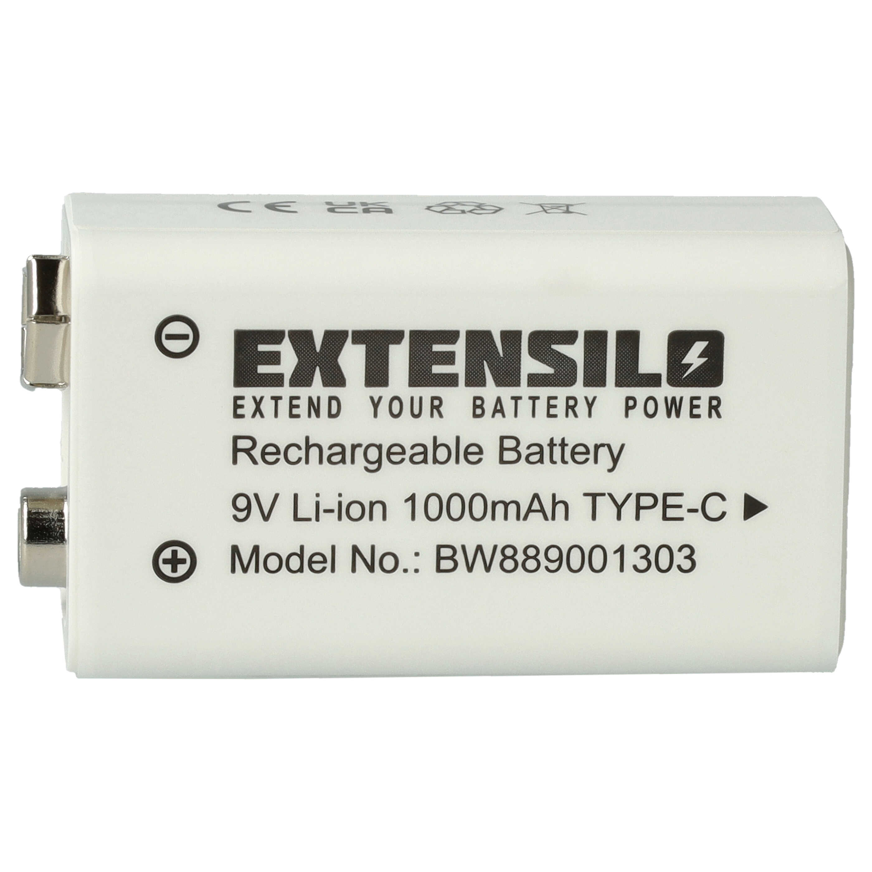 Batería reemplaza Daitem BATV13 para (1 Ah, 9 V, Li-Ion) - Universal