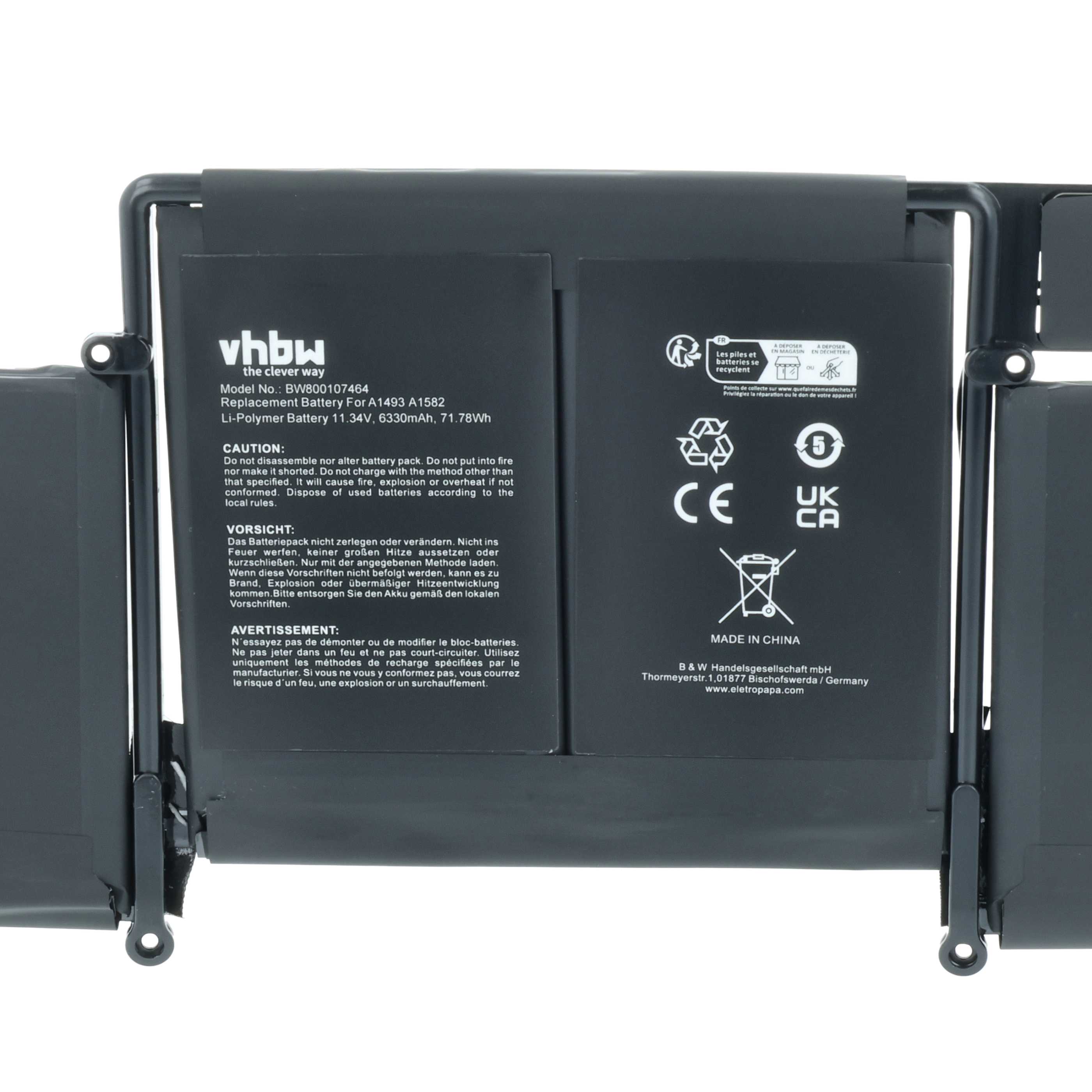 Batteria sostituisce Apple 020-8146, A1493, 020-8148 per notebook - 6330mAh 11,34V Li-Poly nero