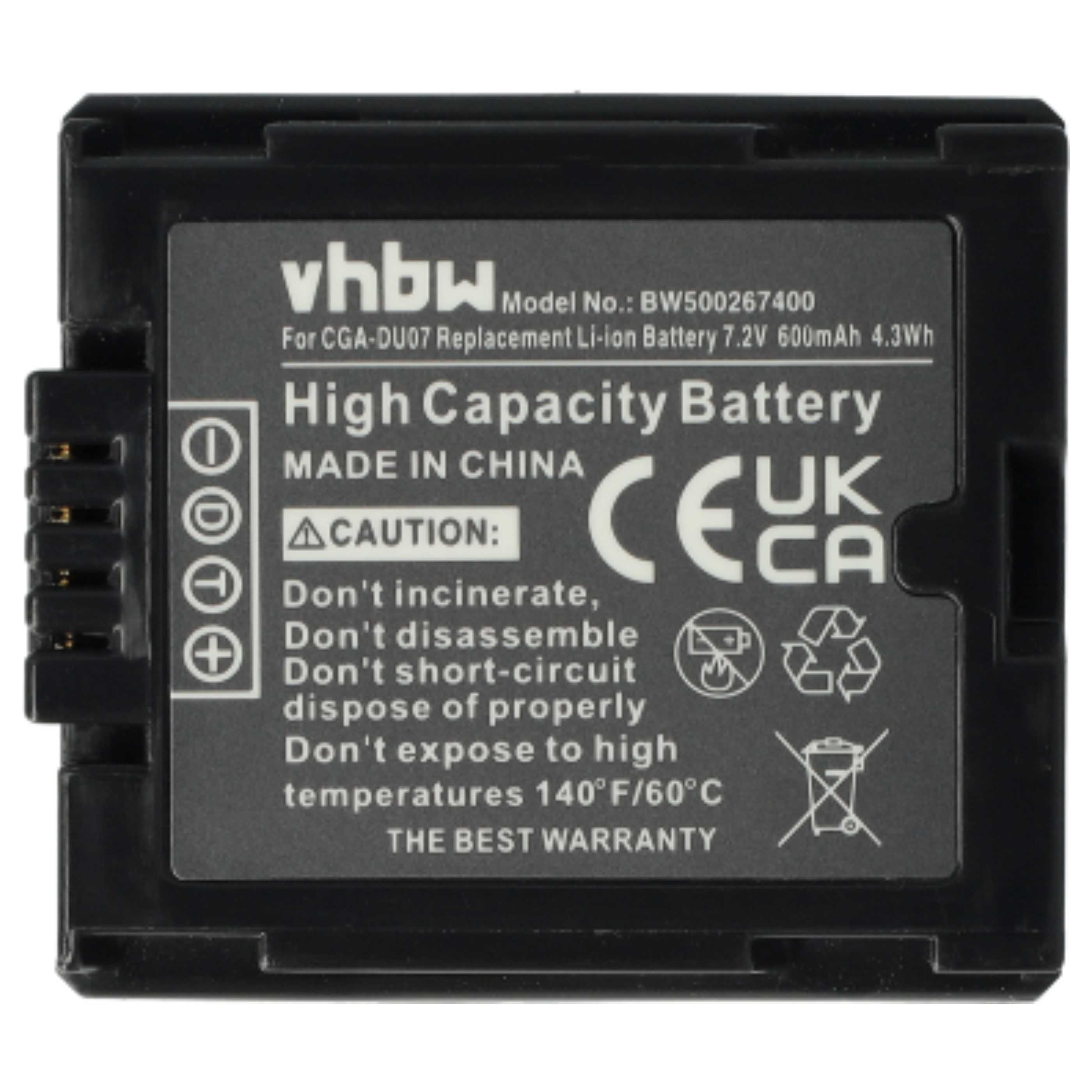 Videocamera Battery (2 Units) Replacement for Hitachi DZ-BP07s, DZ-BP14s, DZ-BP21s - 600 mAh 7.2 V Li-Ion